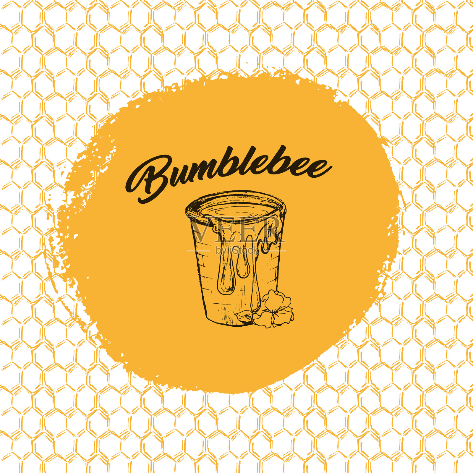 用蜂窝状图案设计蜜蜂图案插画图片素材