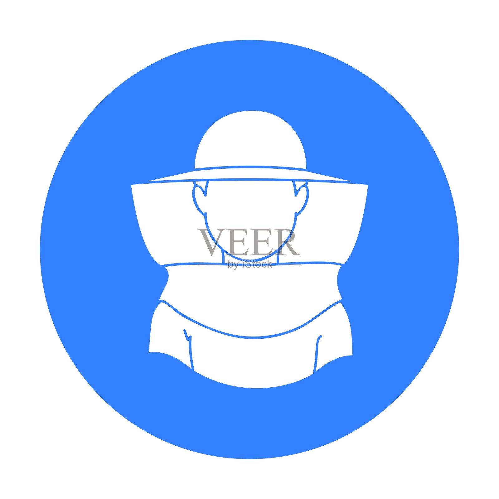 养蜂人图标在黑色风格孤立在白色设计元素图片