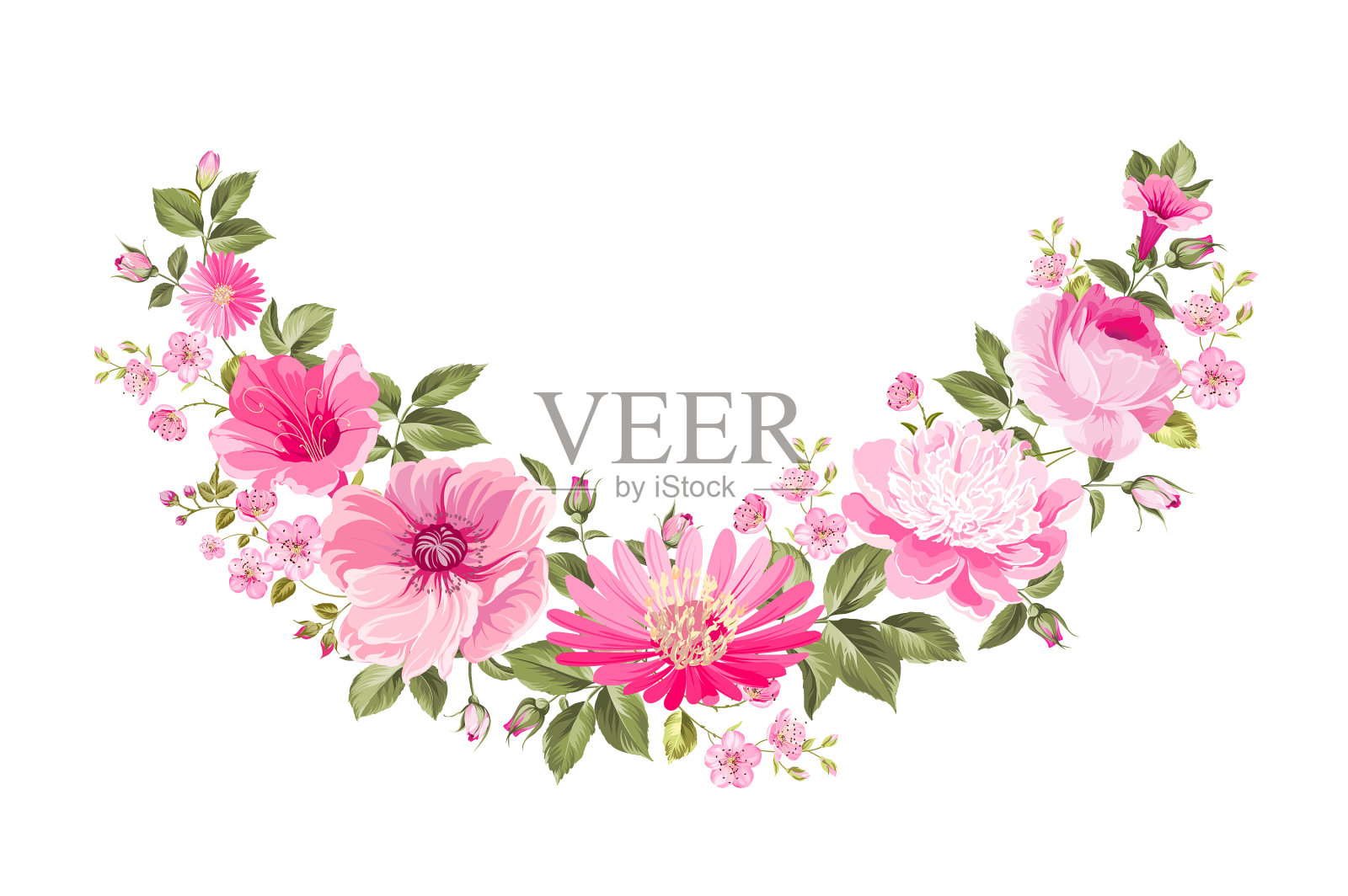 春季请帖模板玫瑰花环设计元素图片