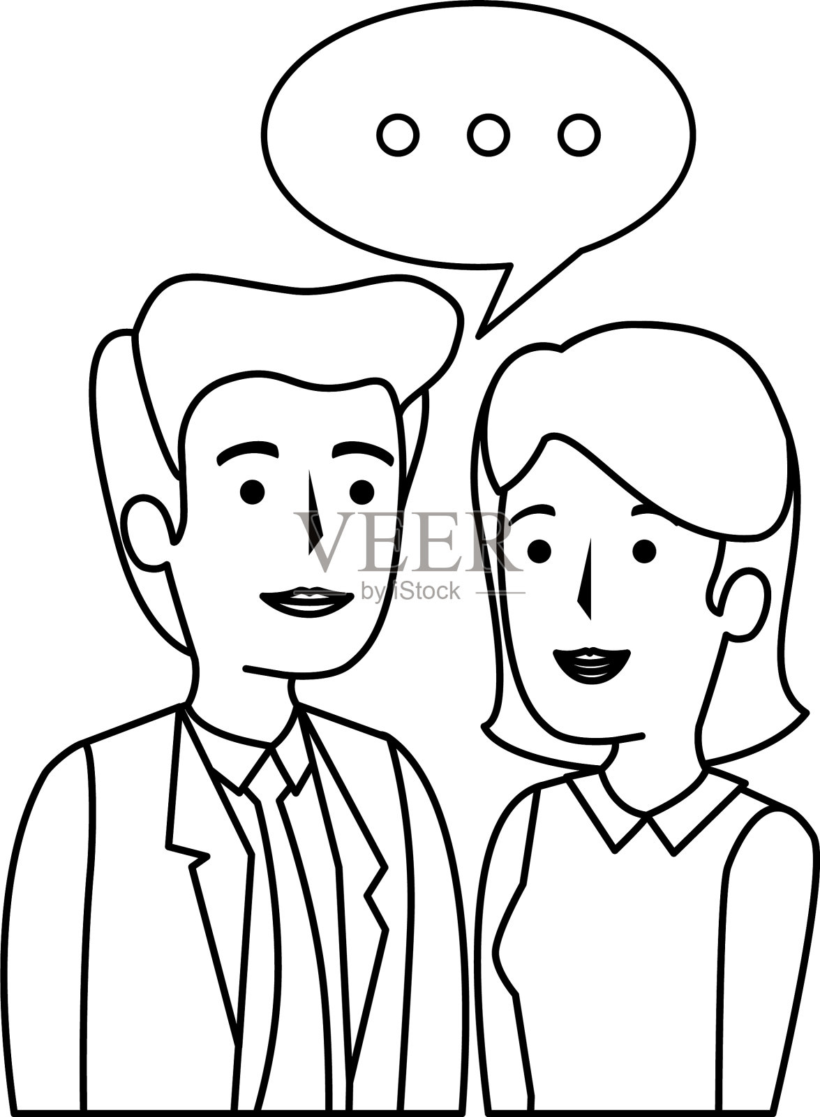 商业夫妻用虚拟人物聊天插画图片素材