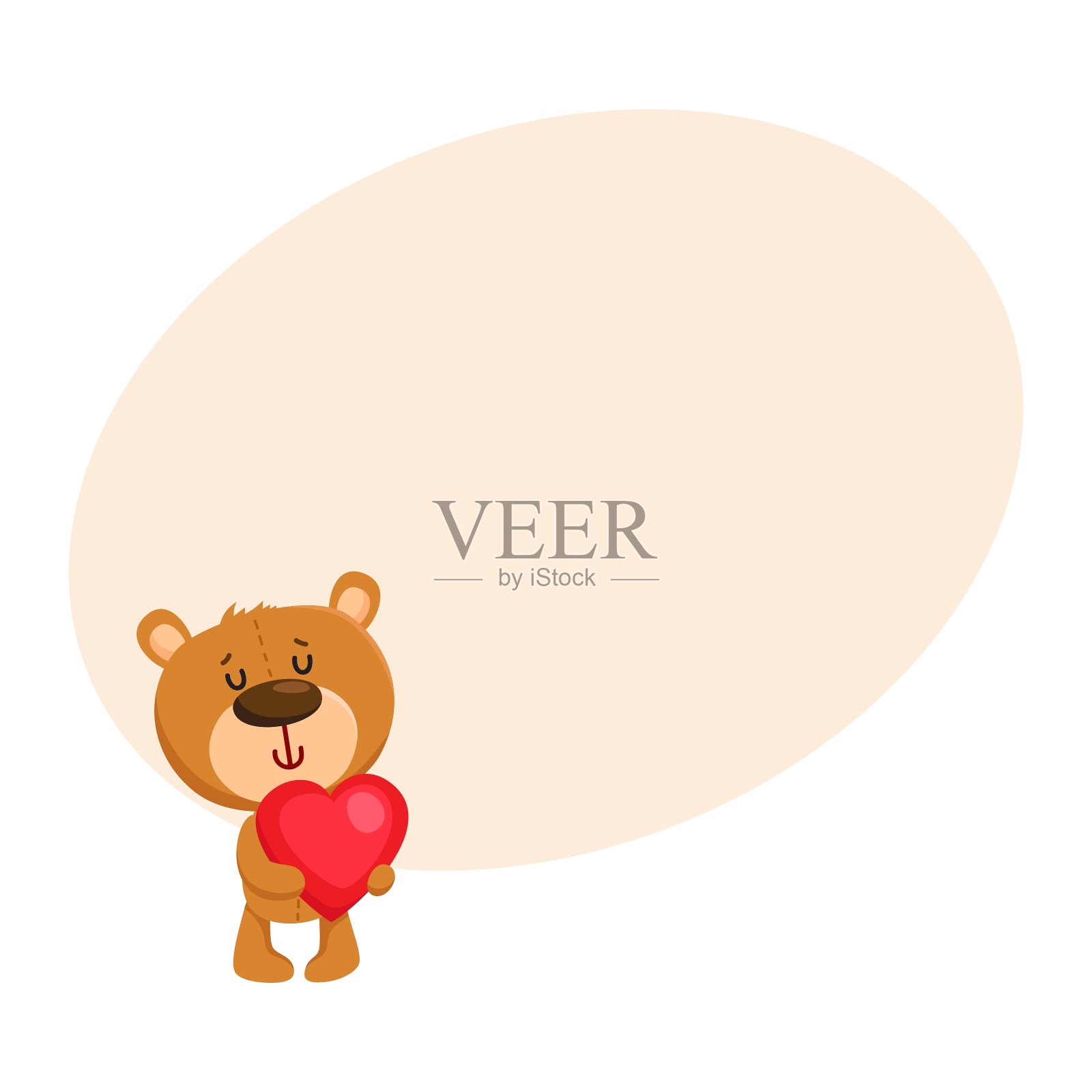 可爱的传统复古风格的泰迪熊角色设计元素图片