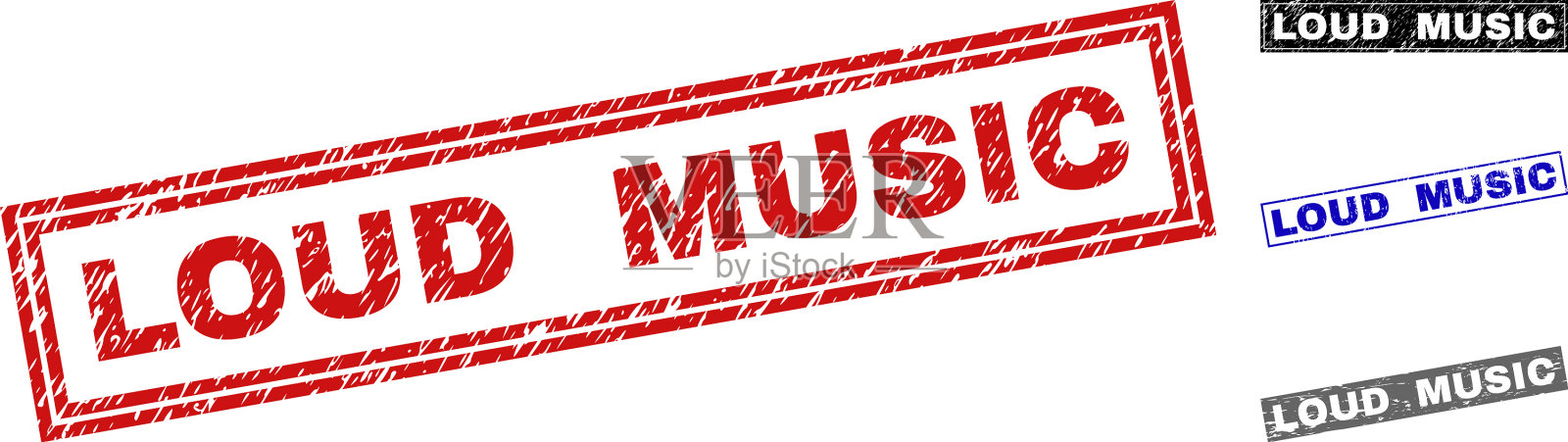 垃圾摇滚响亮的音乐纹理矩形邮票印章插画图片素材