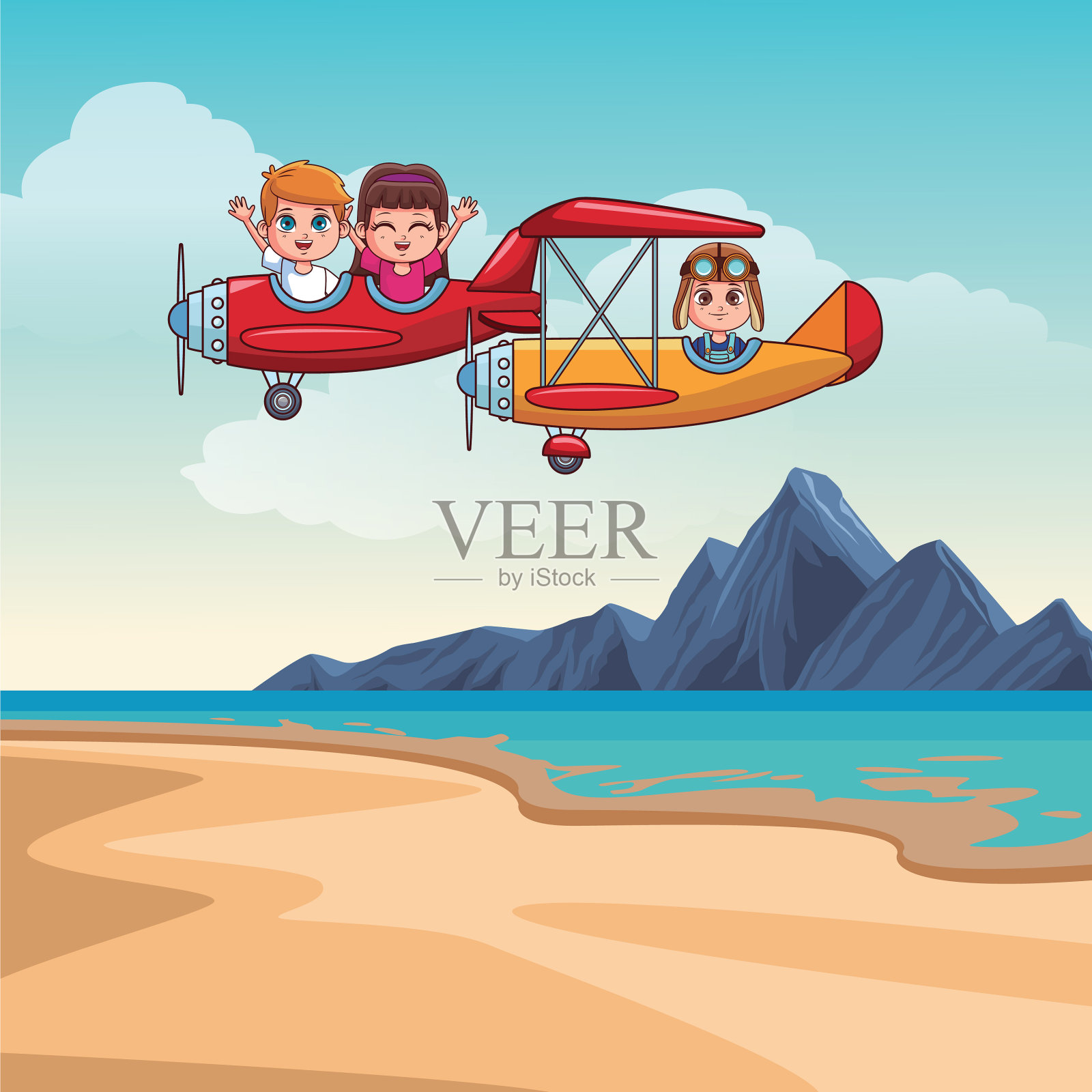 可爱的儿童卡通插画图片素材