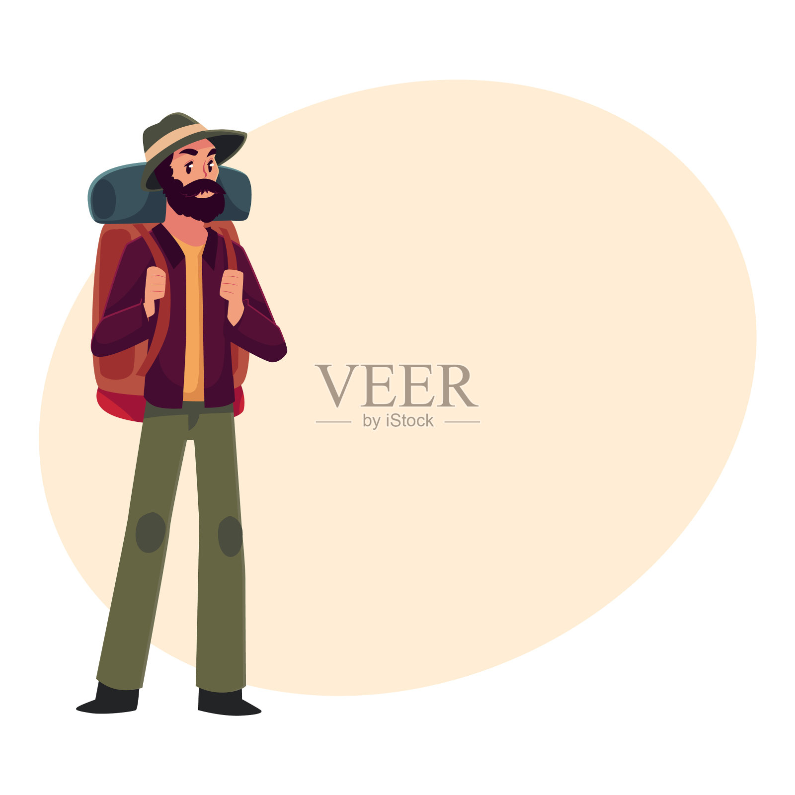 旅行者，背包客，搭车旅行者，地质学家或设计元素图片