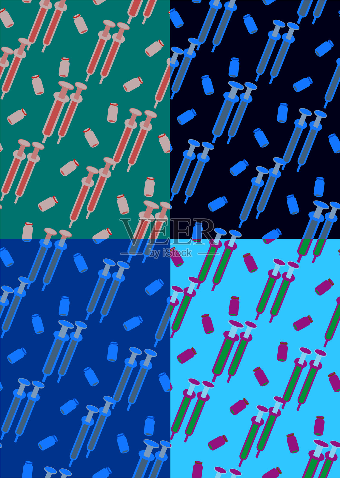 彩色无缝图案与药丸元素插画图片素材