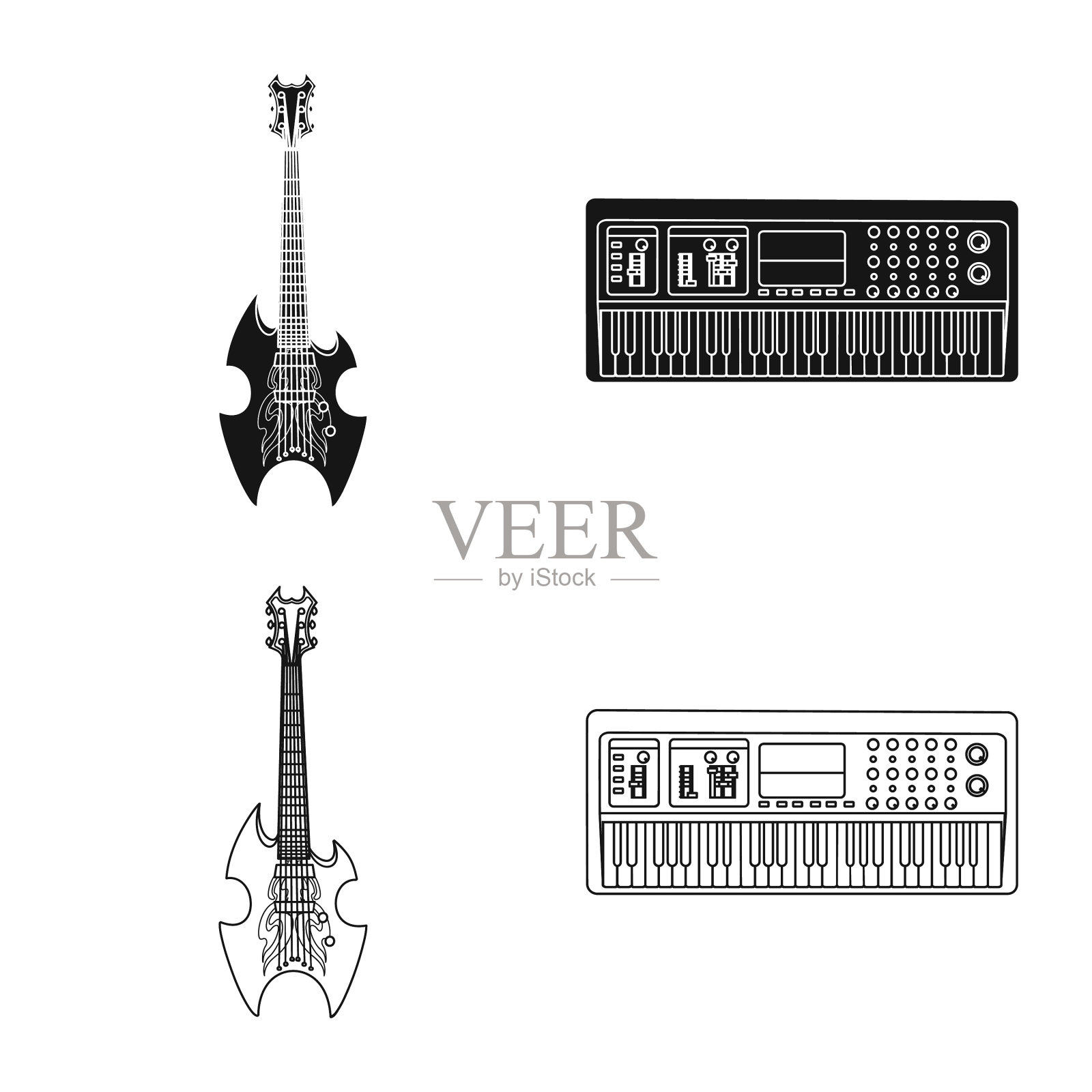 孤立对象的音乐和曲调图标收集插画图片素材