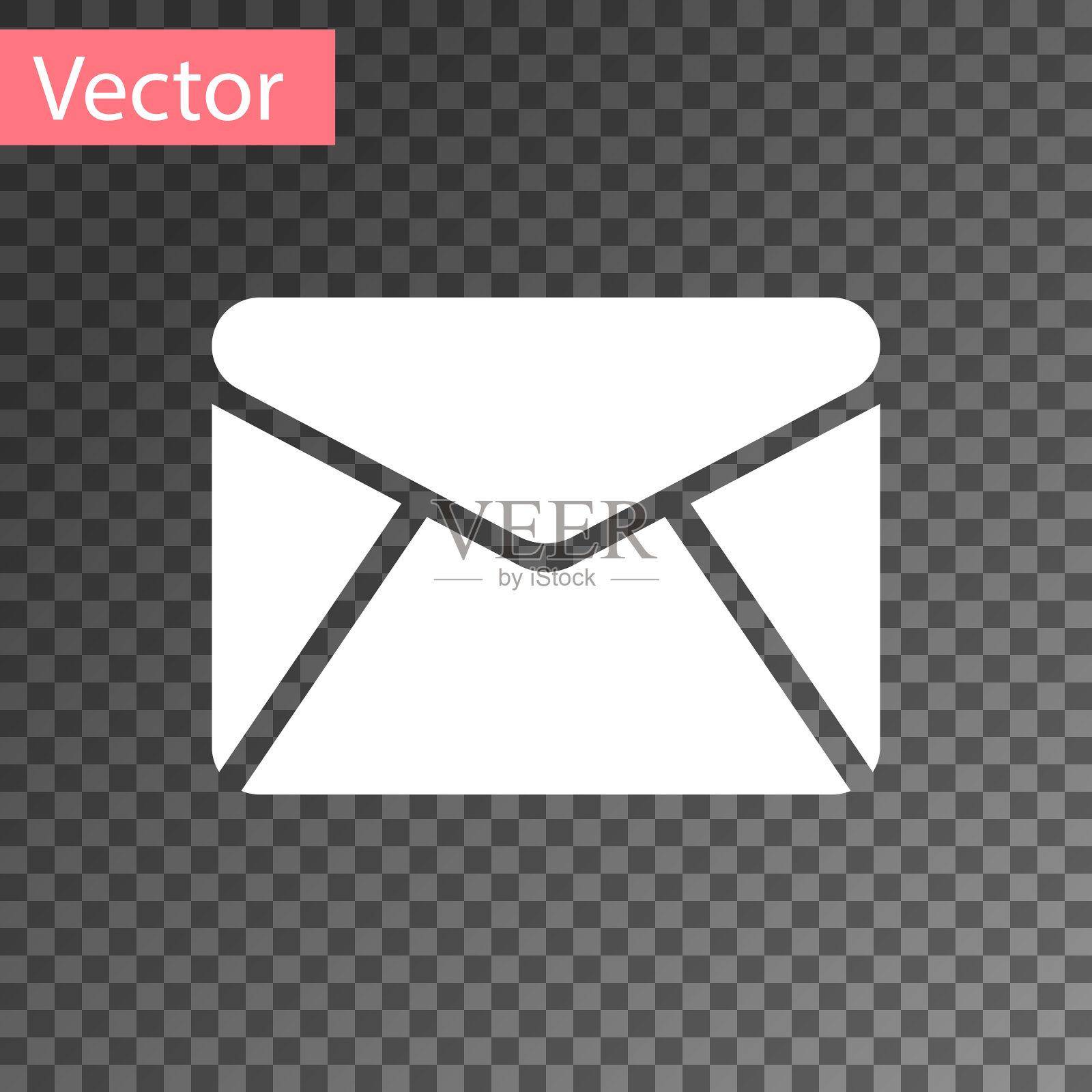 白色信封图标隔离在透明图标素材