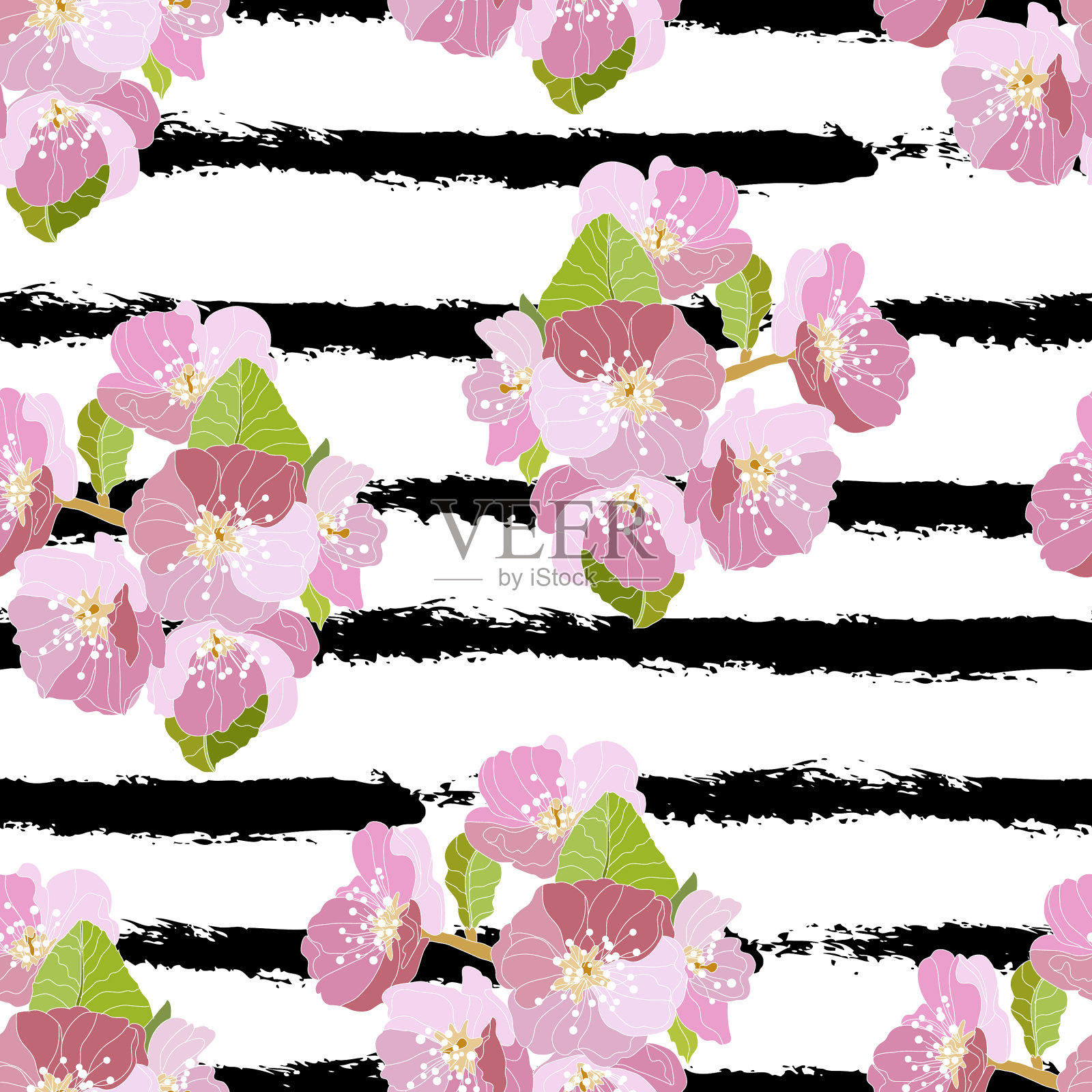 花卉无缝模式插画图片素材