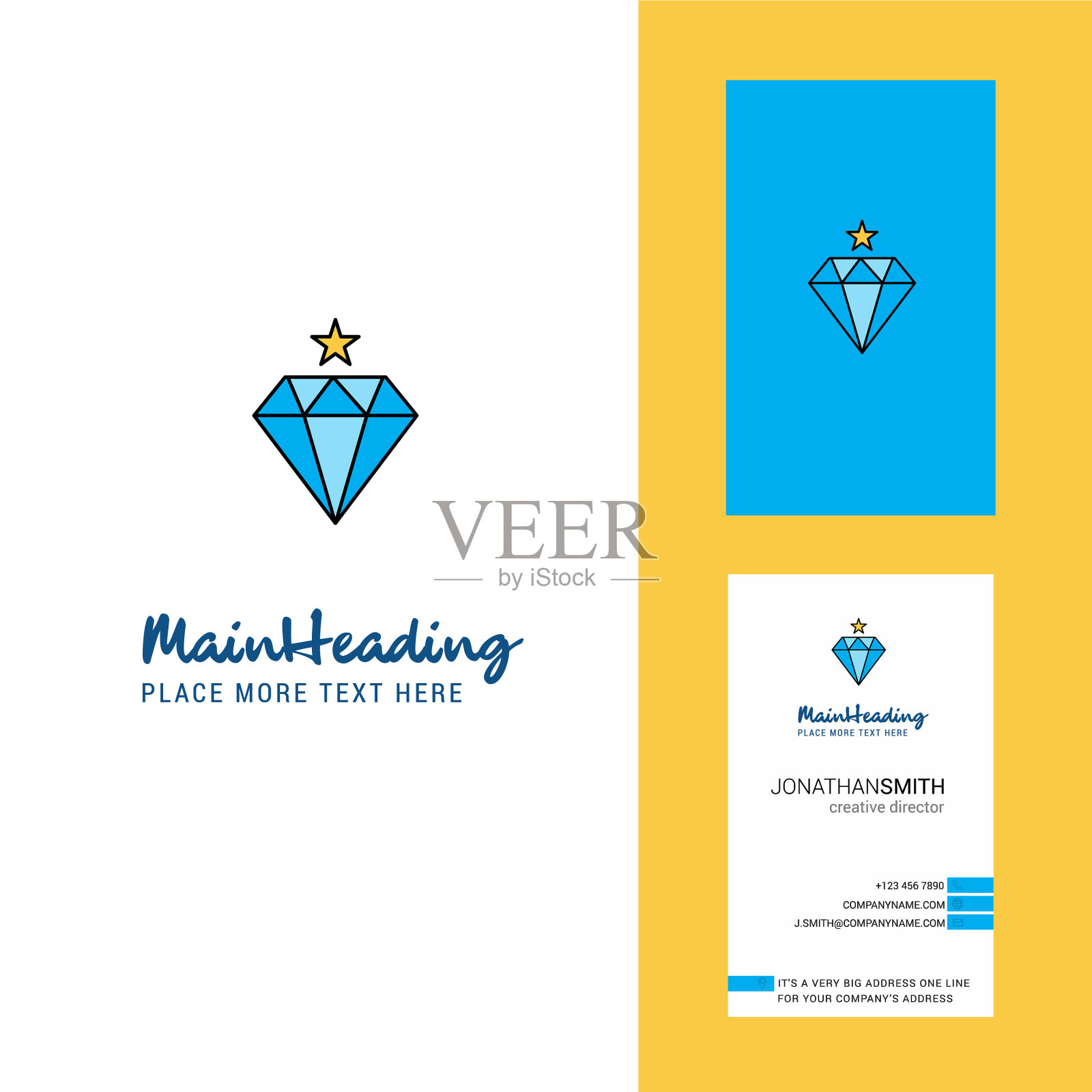 钻石创意标志和名片垂直插画图片素材