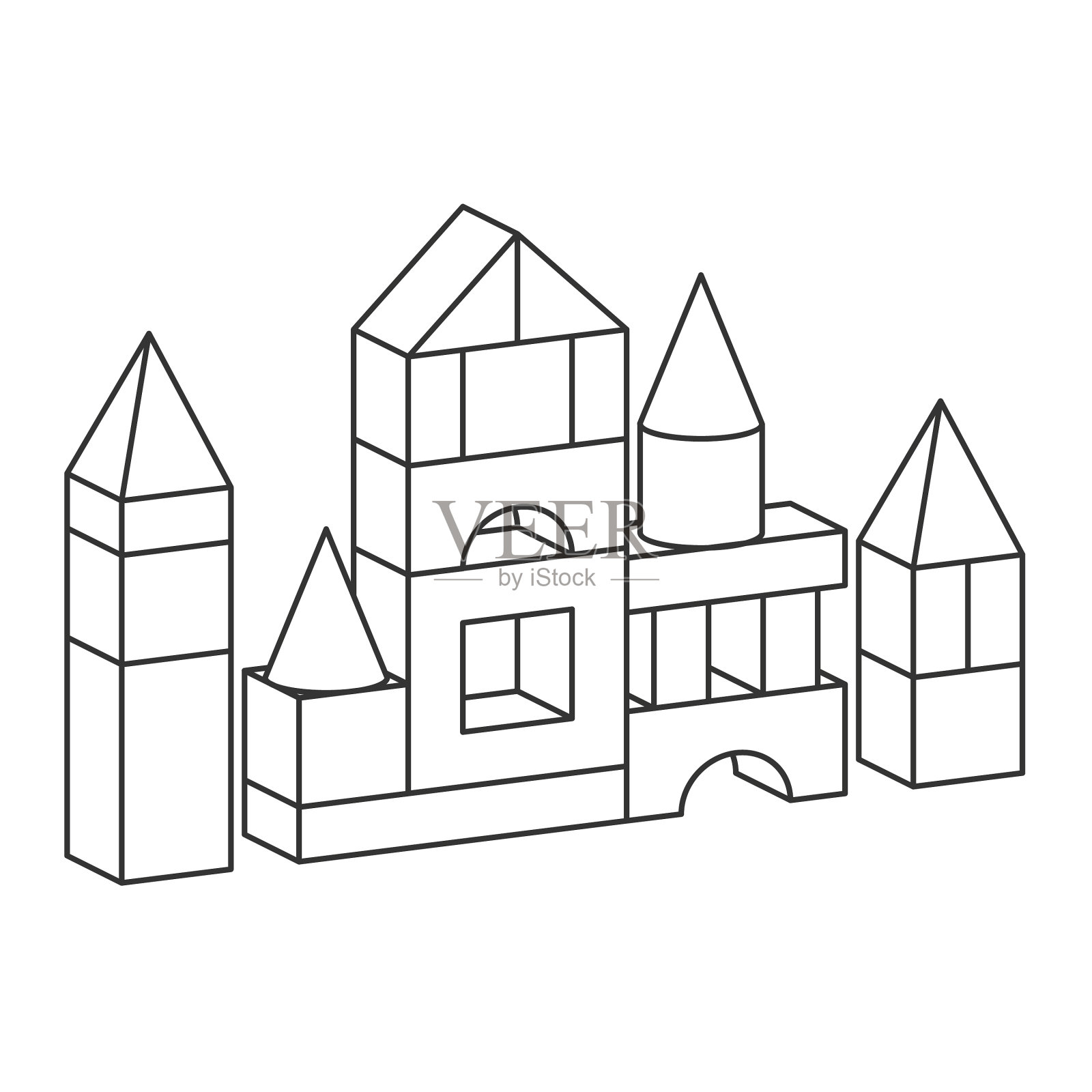线式玩具建筑塔为插画图片素材