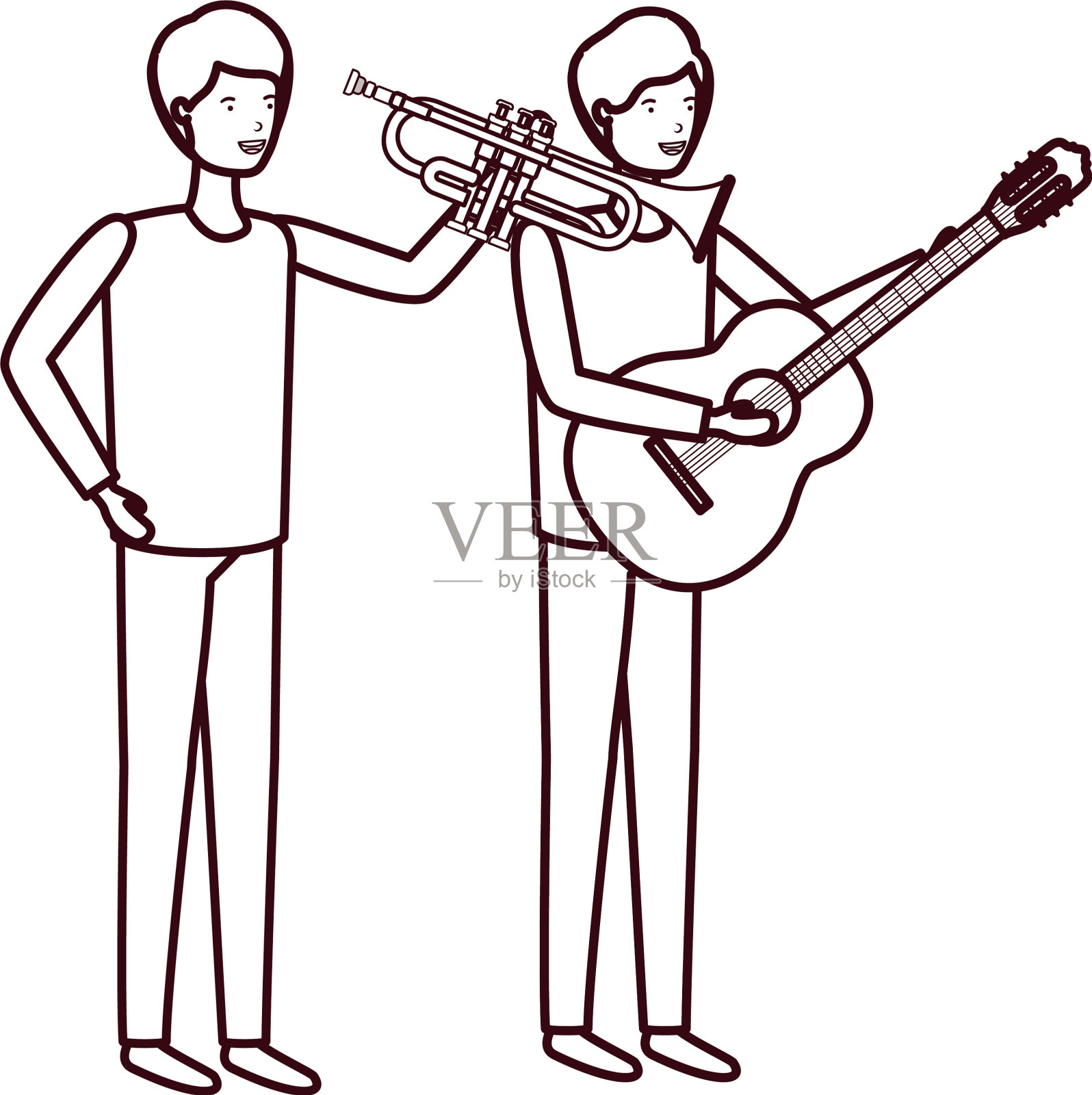 有乐器性格的人插画图片素材