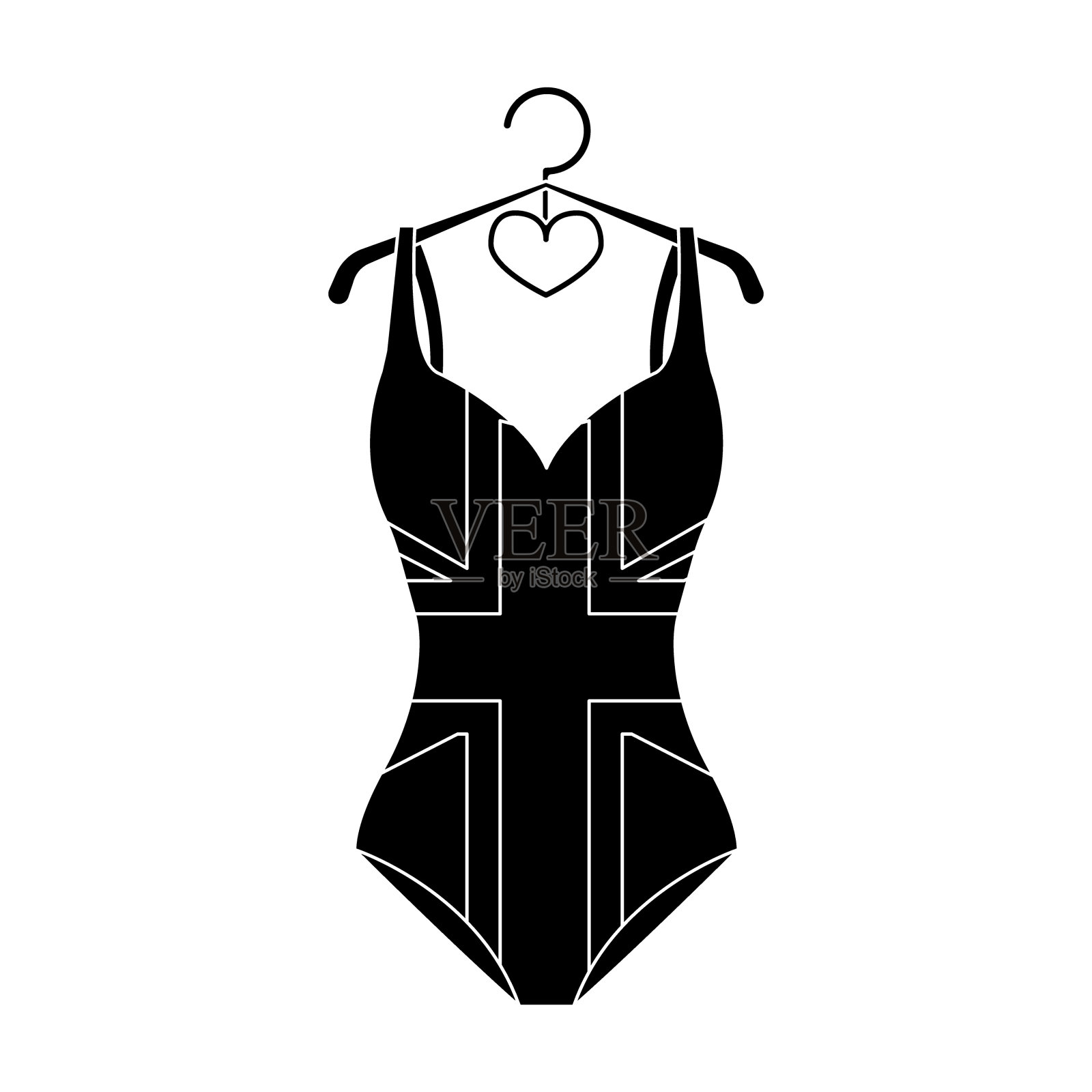 粉色沙滩条纹和星星泳衣设计元素图片