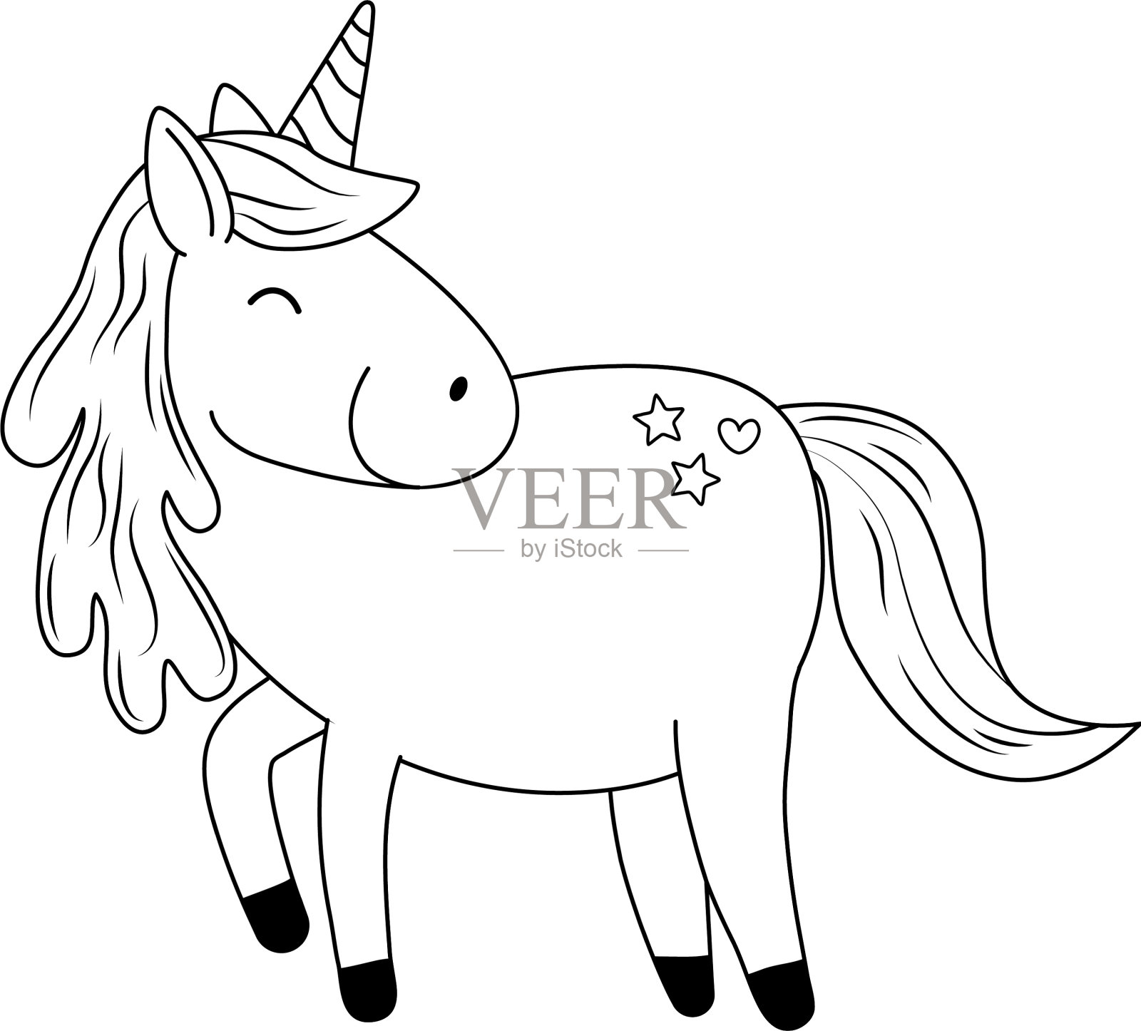 可爱的童话中的独角兽角色设计元素图片