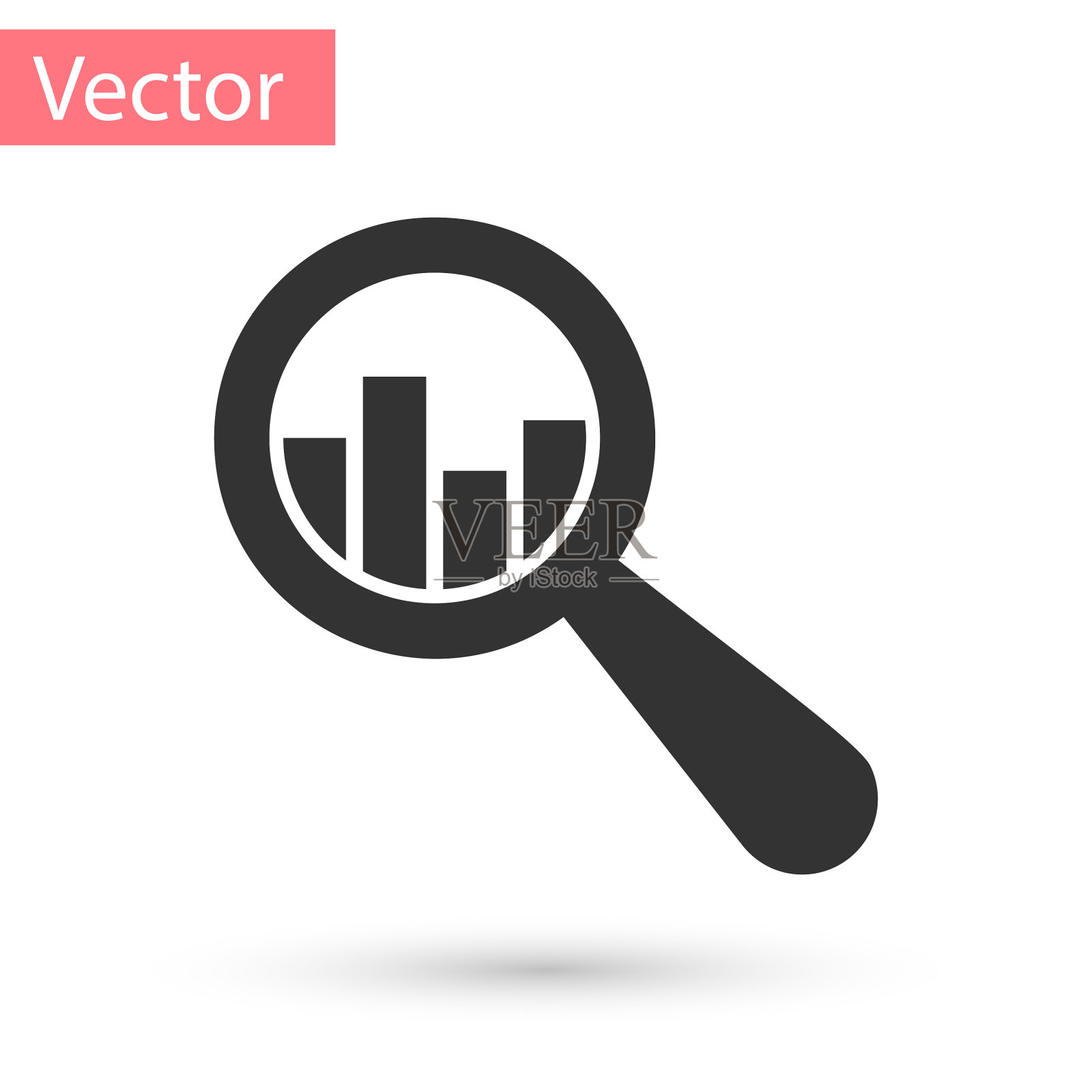 灰色放大镜和数据分析图标插画图片素材
