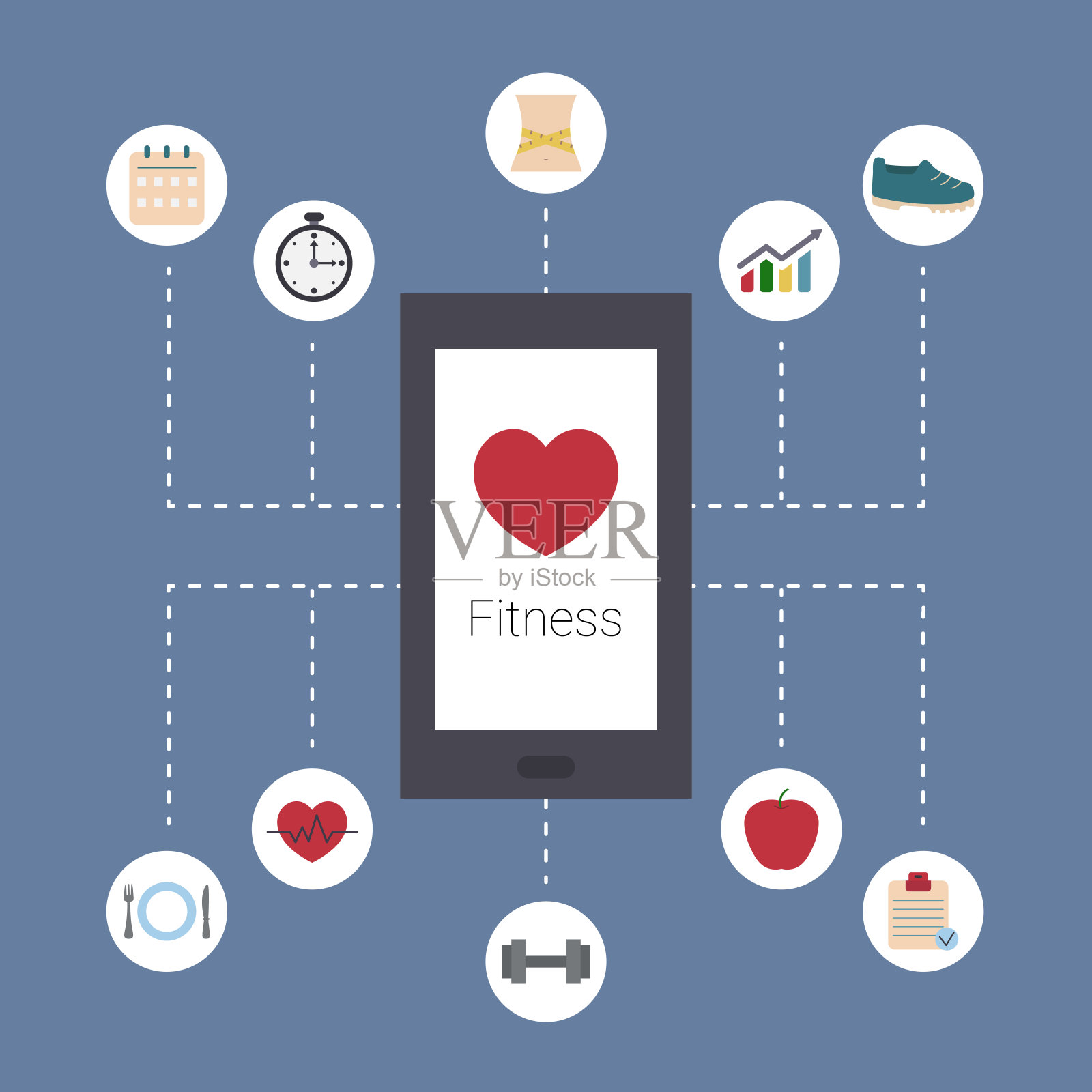 智能手机与健身图标智能手机与插画图片素材