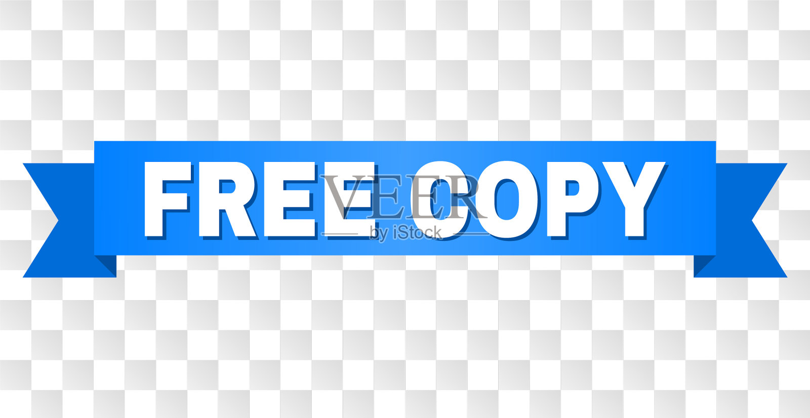 蓝色丝带与免费复制标题插画图片素材