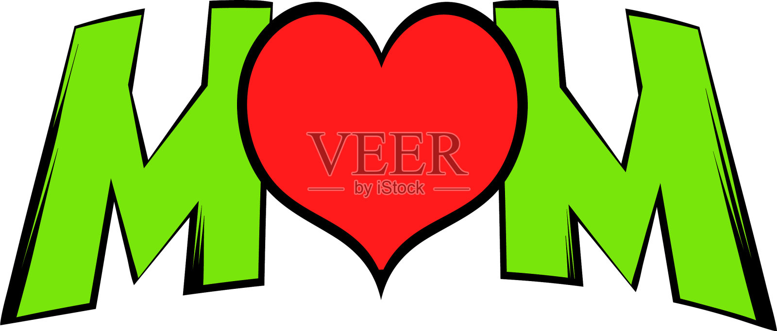 刻有妈妈和心形图标，卡通图标设计元素图片