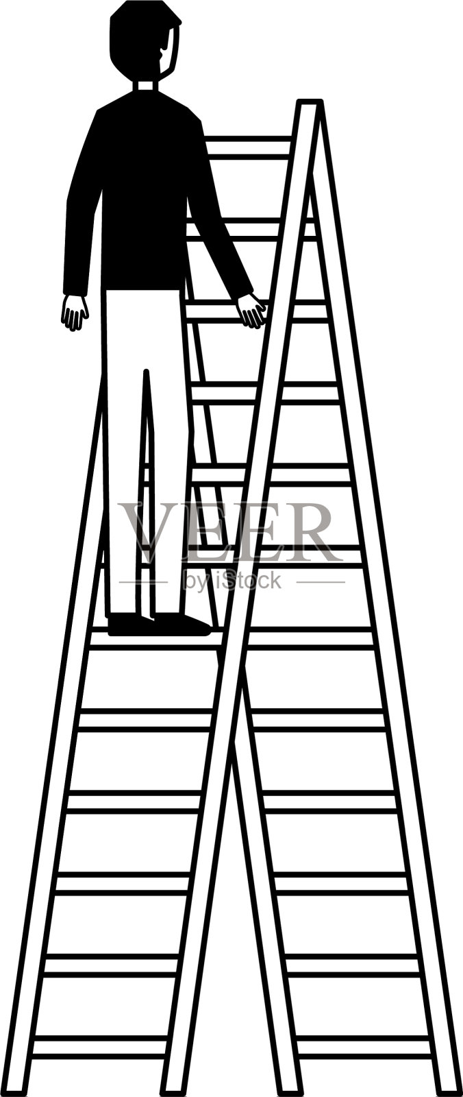 商人爬楼梯白色背景设计元素图片