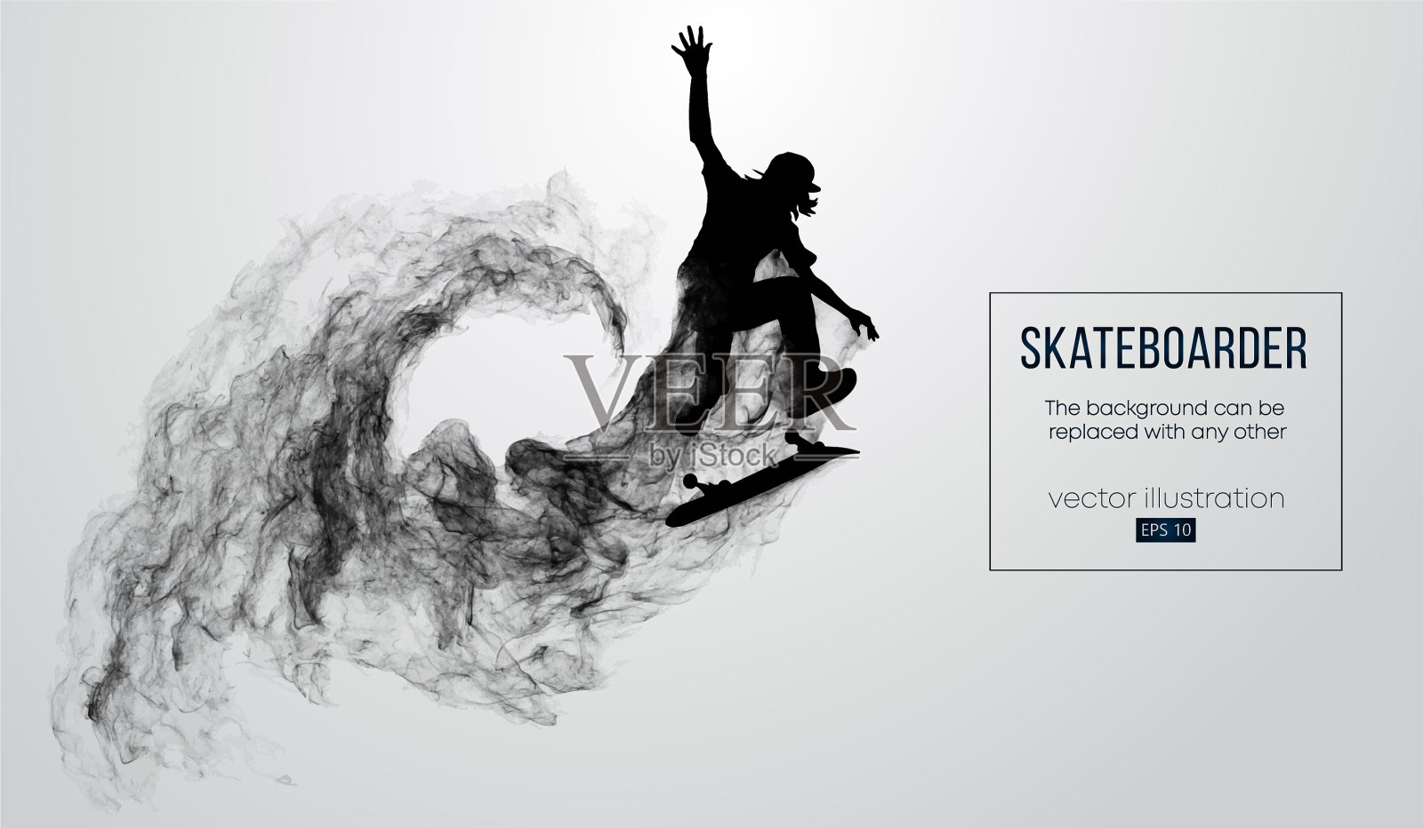 滑板运动员的剪影滑板跳跃插画图片素材