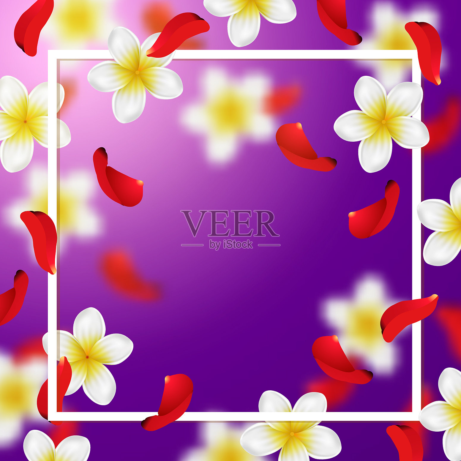 夏季和春季的背景与热带花卉插画图片素材