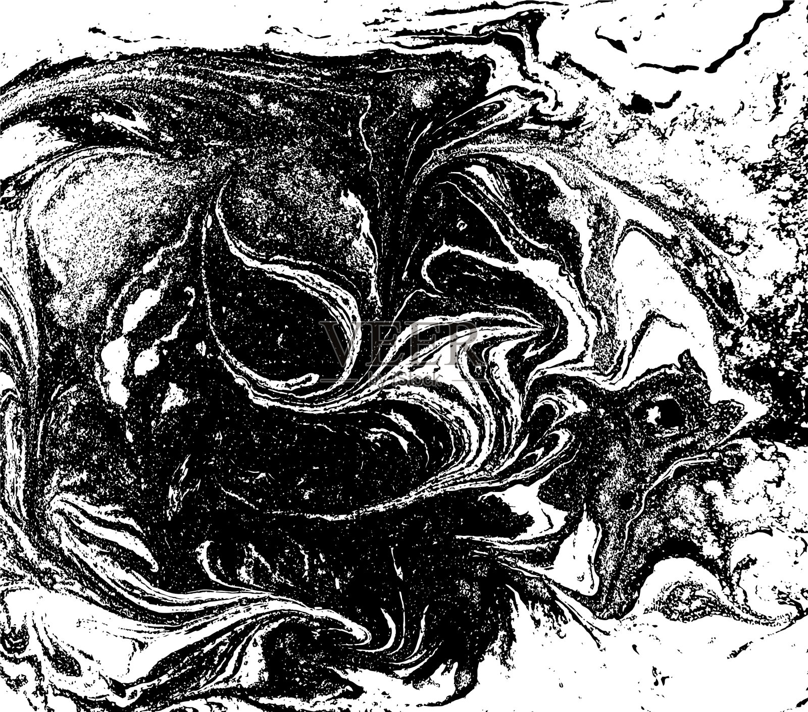 黑白液体质感水彩手插画图片素材