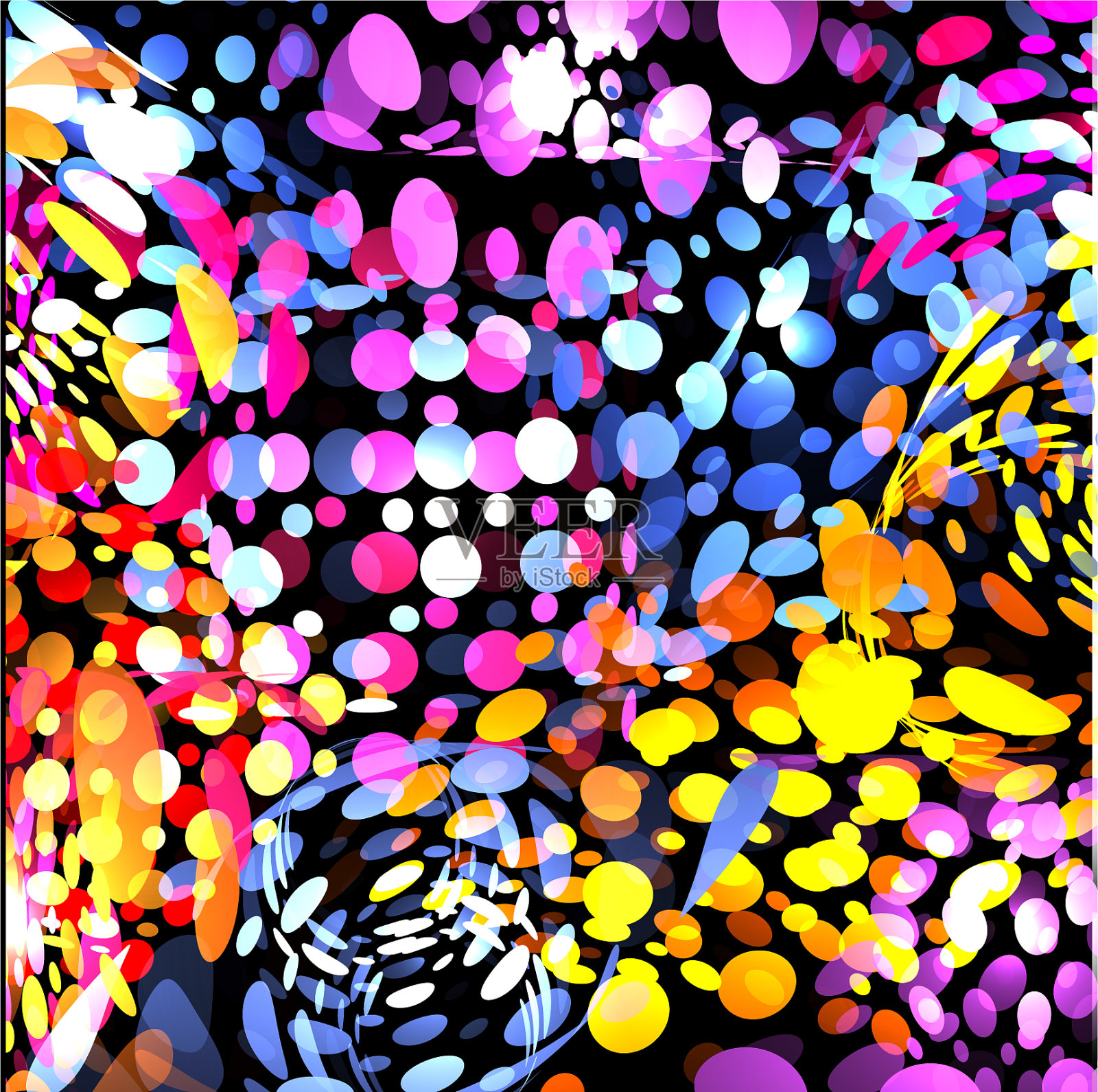 孤立抽象彩色气泡上的黑色插画图片素材