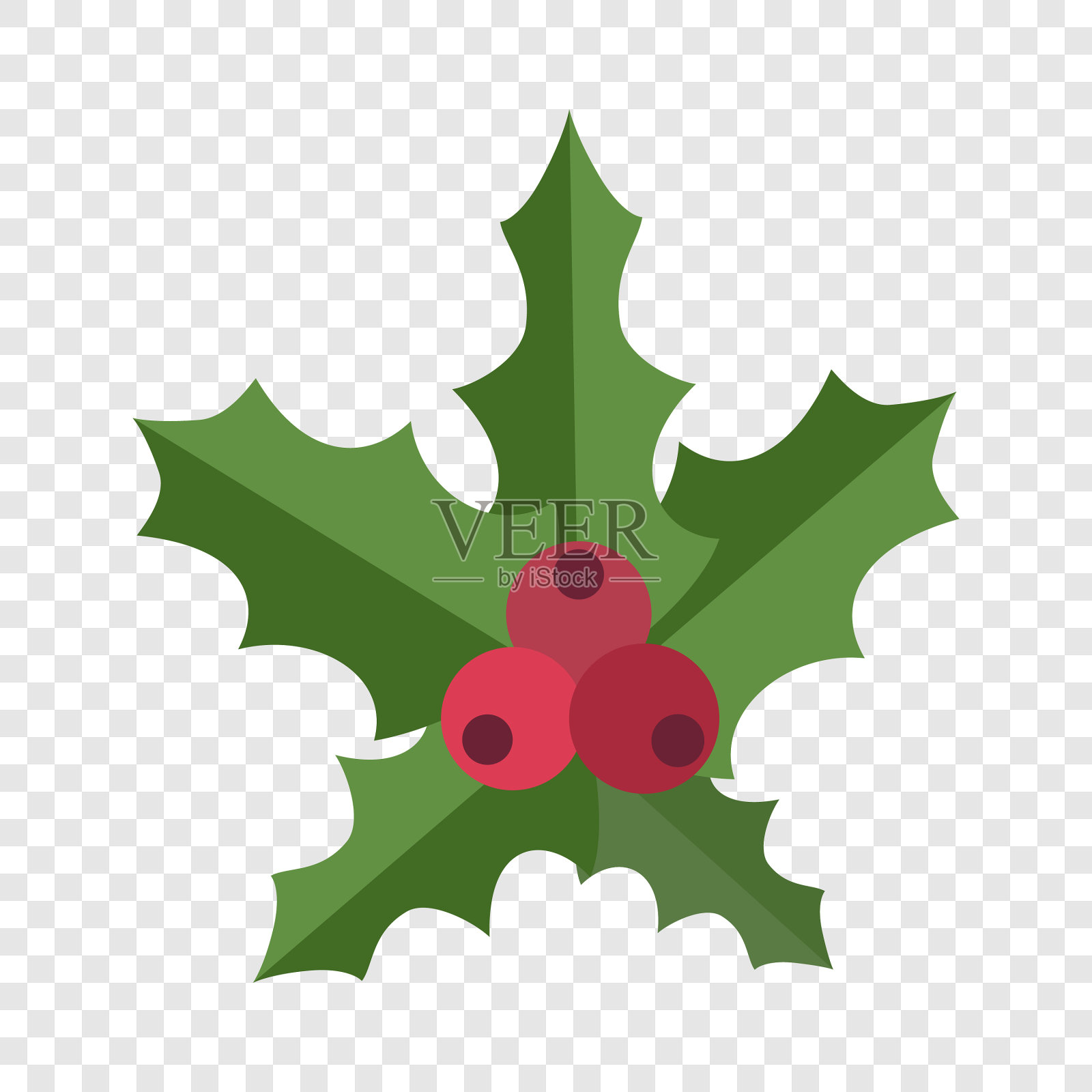 圣诞红莓图标平风格插画图片素材