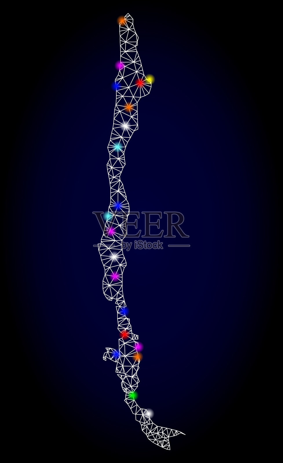 带有眩光点的智利网状地图插画图片素材