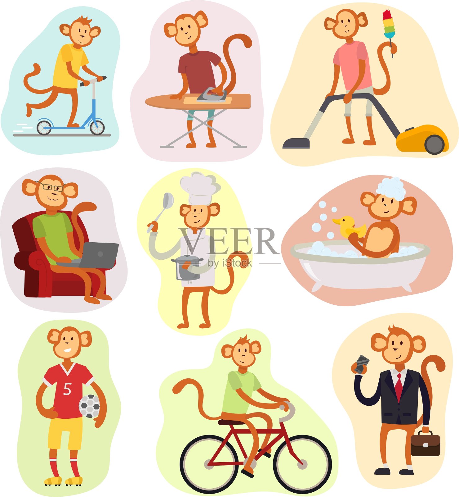 猴子的人插画图片素材