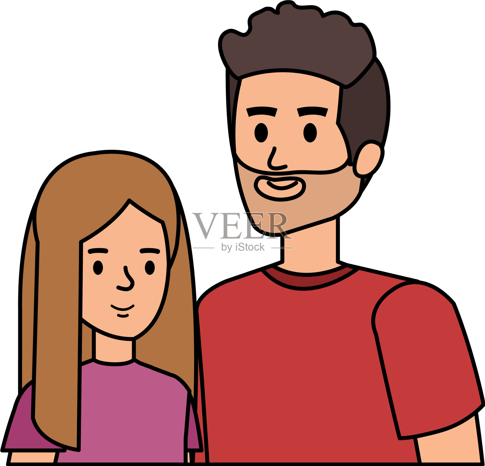 父亲和女儿的角色设计元素图片