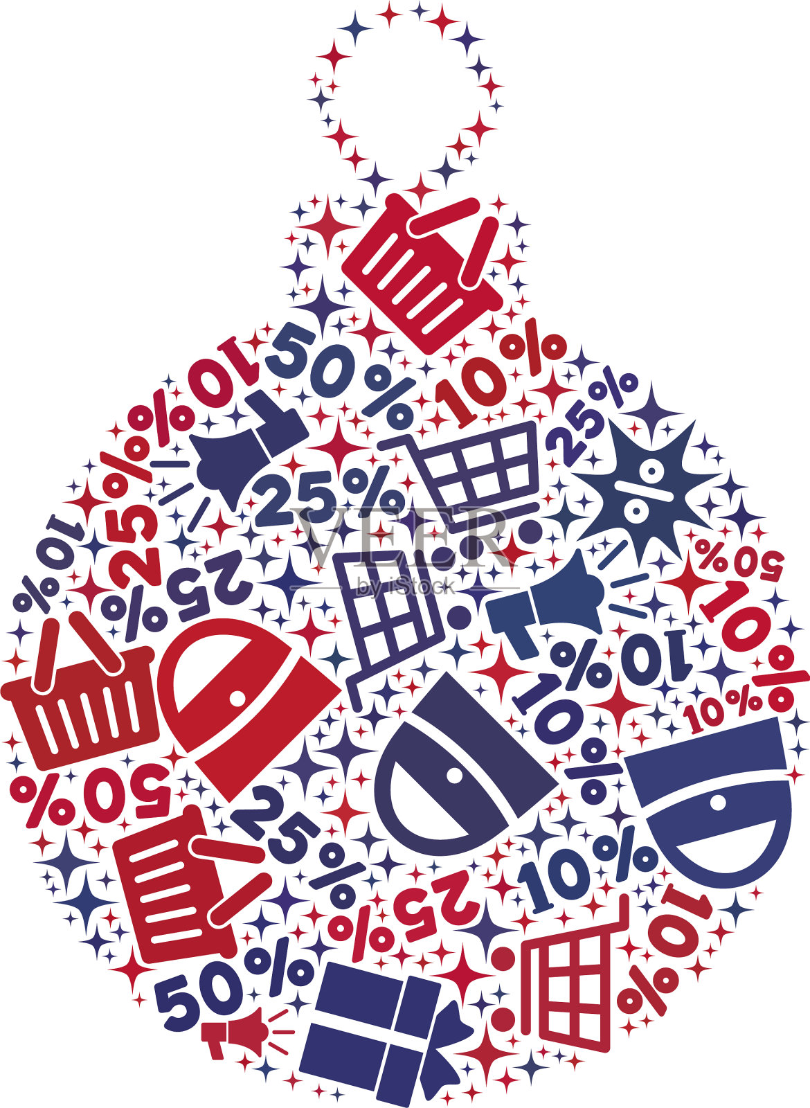 购物拼贴马赛克圣诞球图标设计元素图片