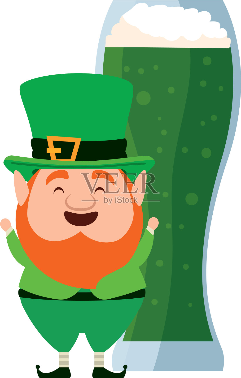 圣帕特里克节的小妖精和啤酒杯设计元素图片