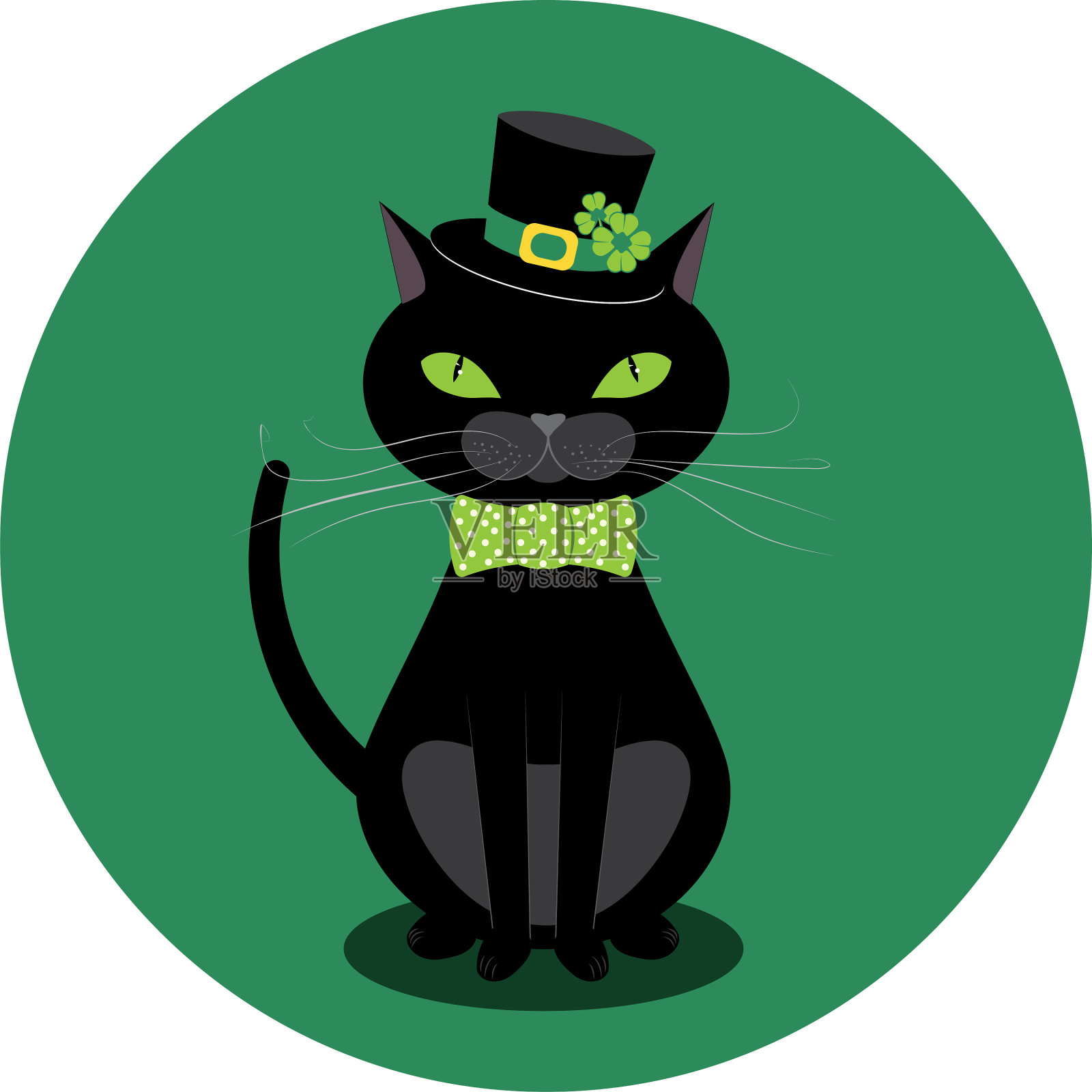 黑猫和三叶草设计元素图片