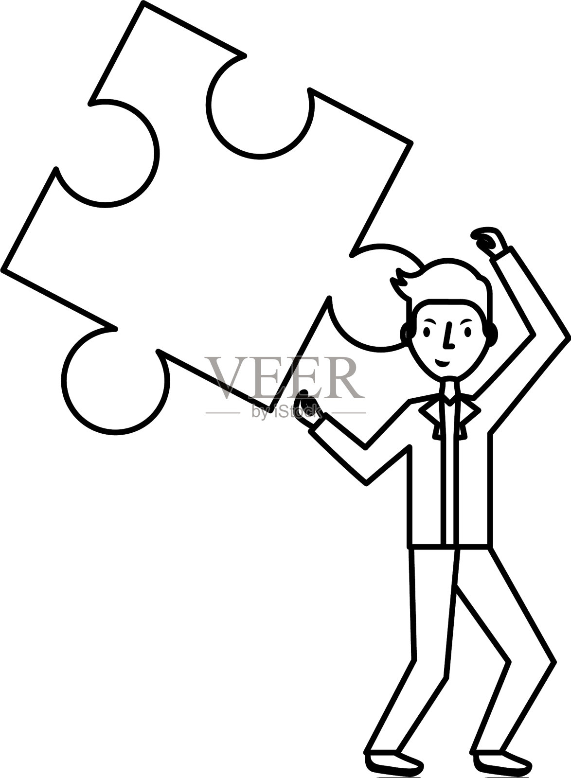 商人与拼图的化身角色设计元素图片