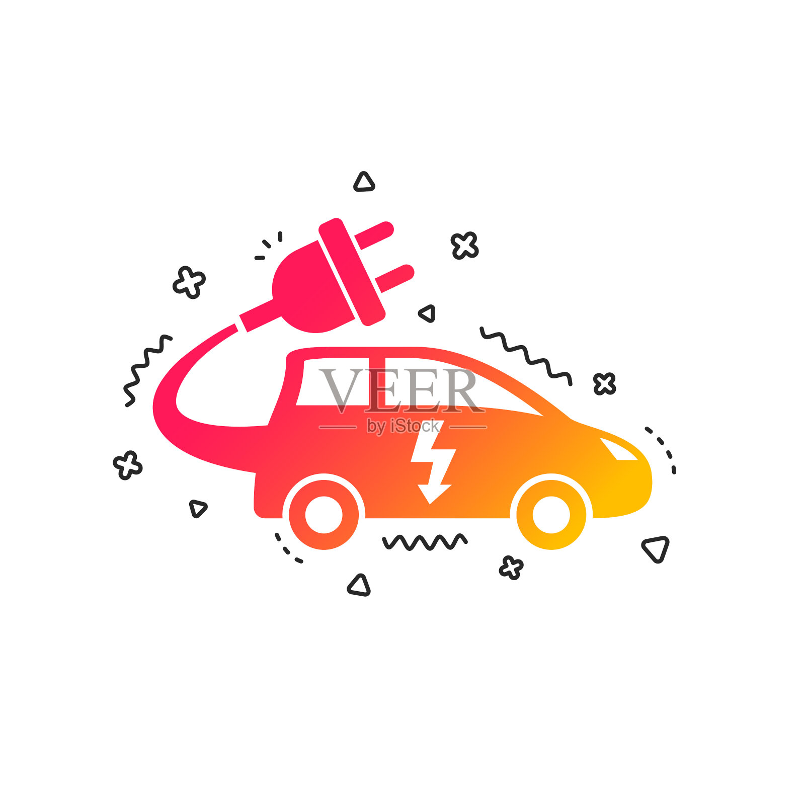 电动汽车标志图标两厢车标志设计元素图片