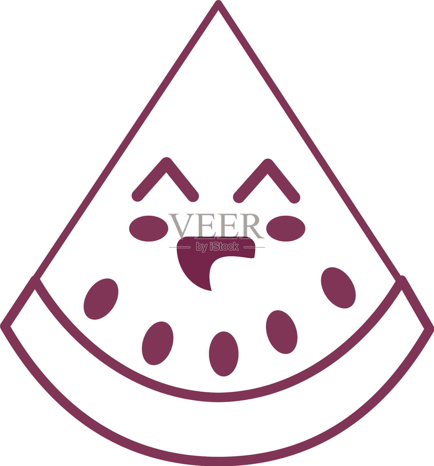 剪影卡哇伊漂亮快乐的西瓜图标设计元素图片