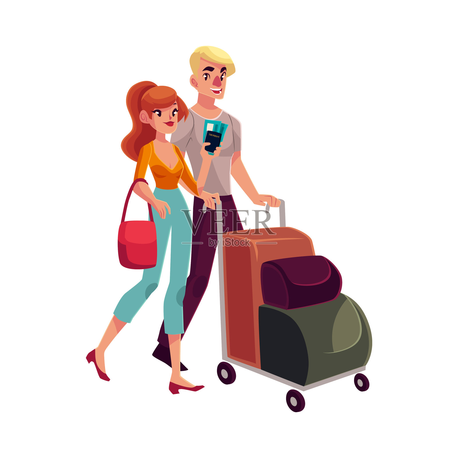 男人和女人一起旅行设计元素图片