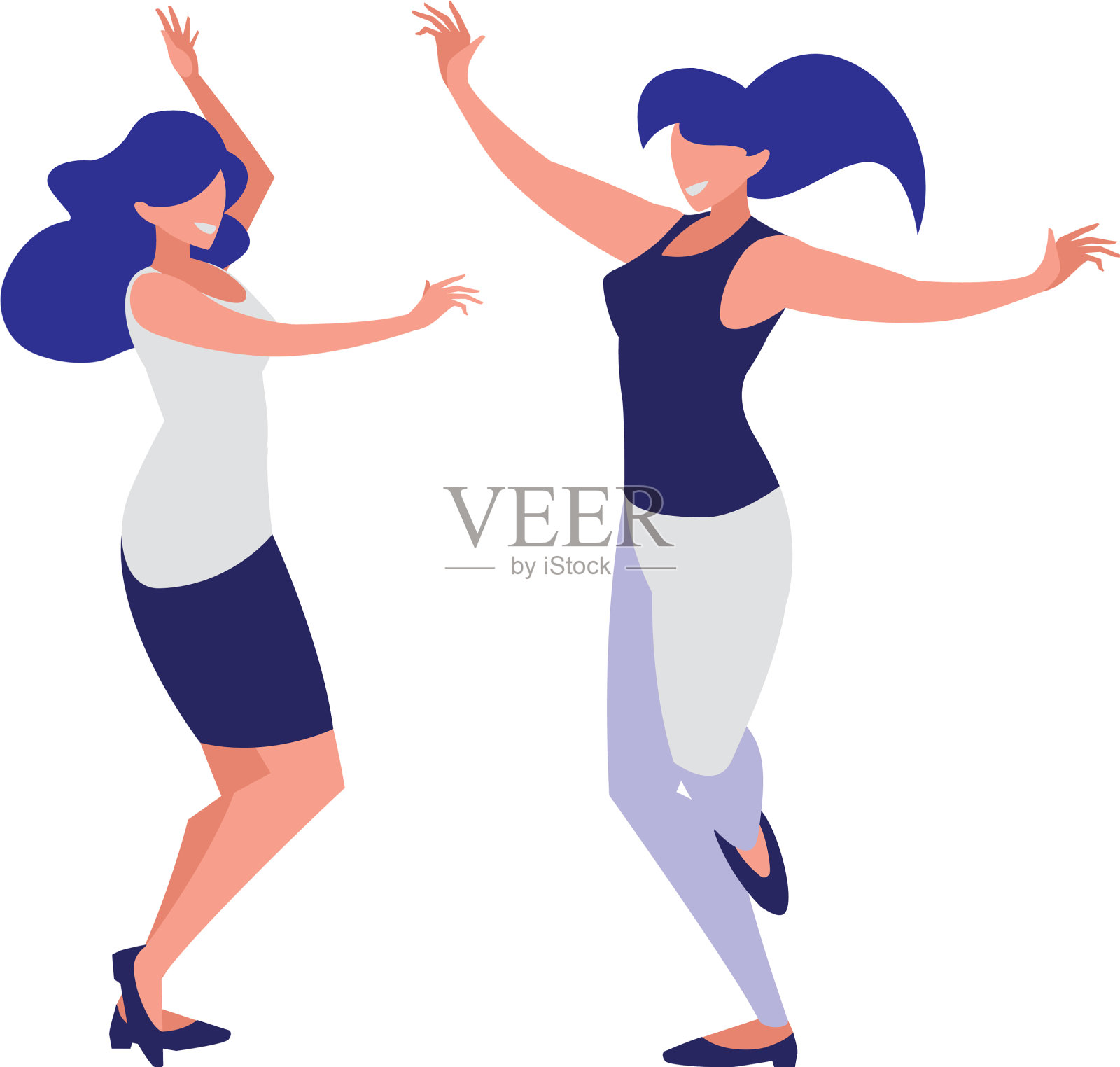 年轻女孩跳舞的角色设计元素图片