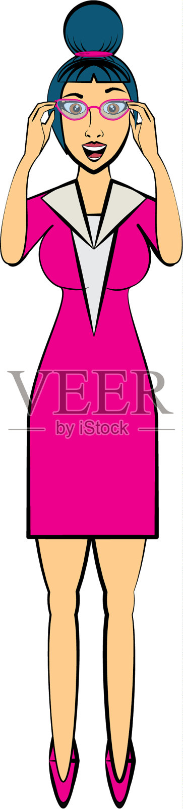 可爱的女人与美丽的服装卡通设计元素图片