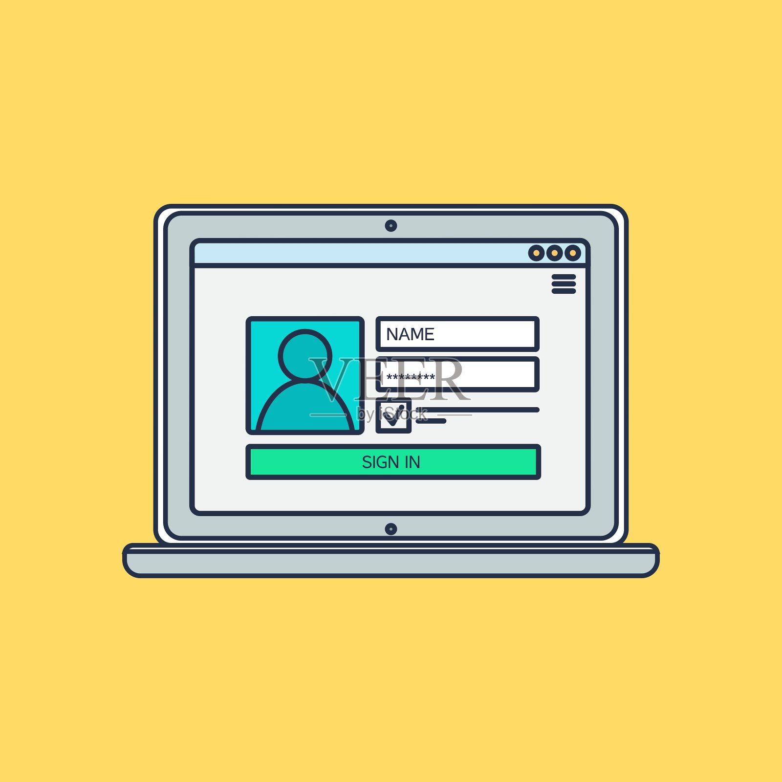 笔记本登录表单的Web模板设计模板素材