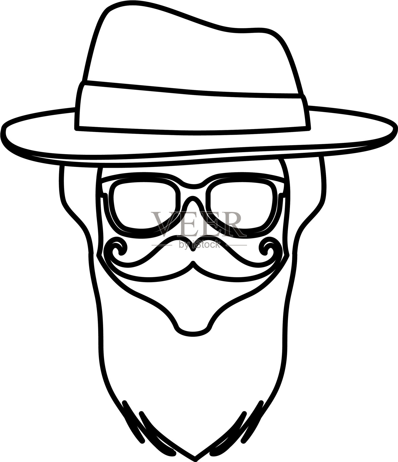 男性脸与大礼帽时髦的风格设计元素图片