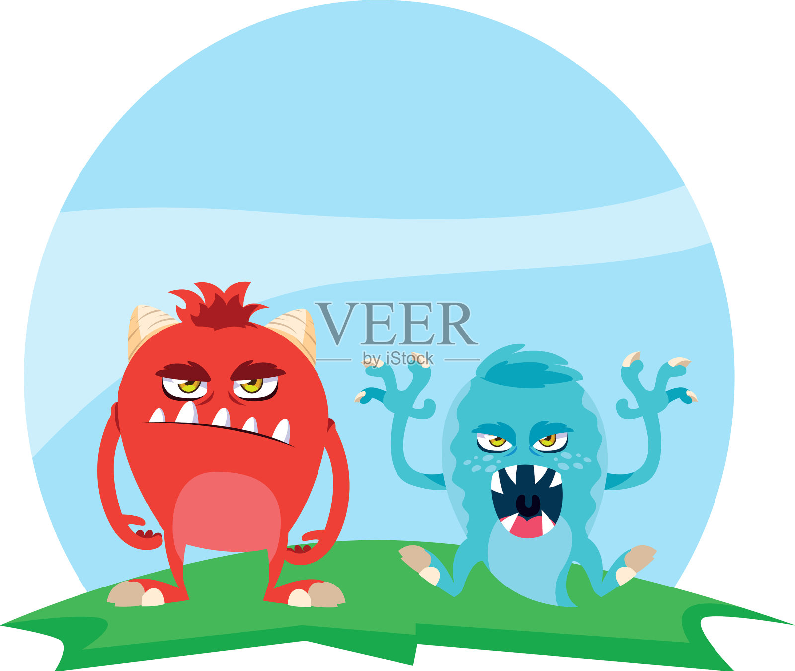 有趣的怪物在野外角色配对设计元素图片