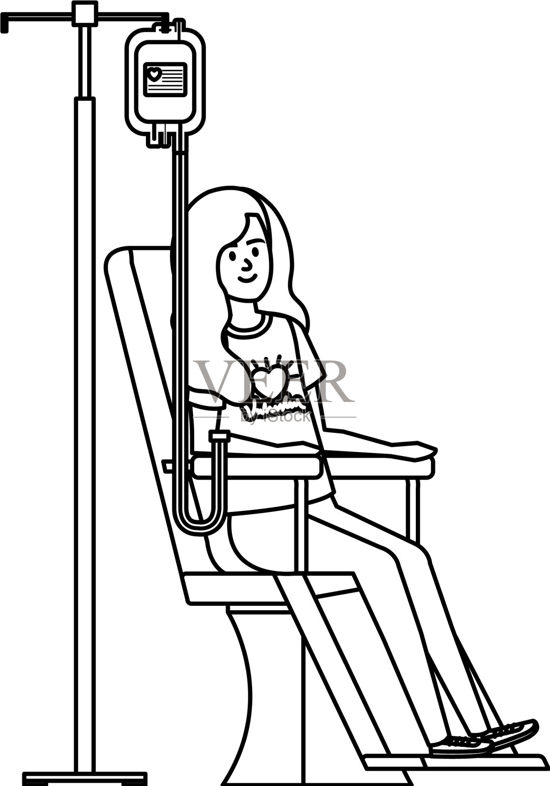 年轻女性志愿者坐在捐献椅上设计元素图片