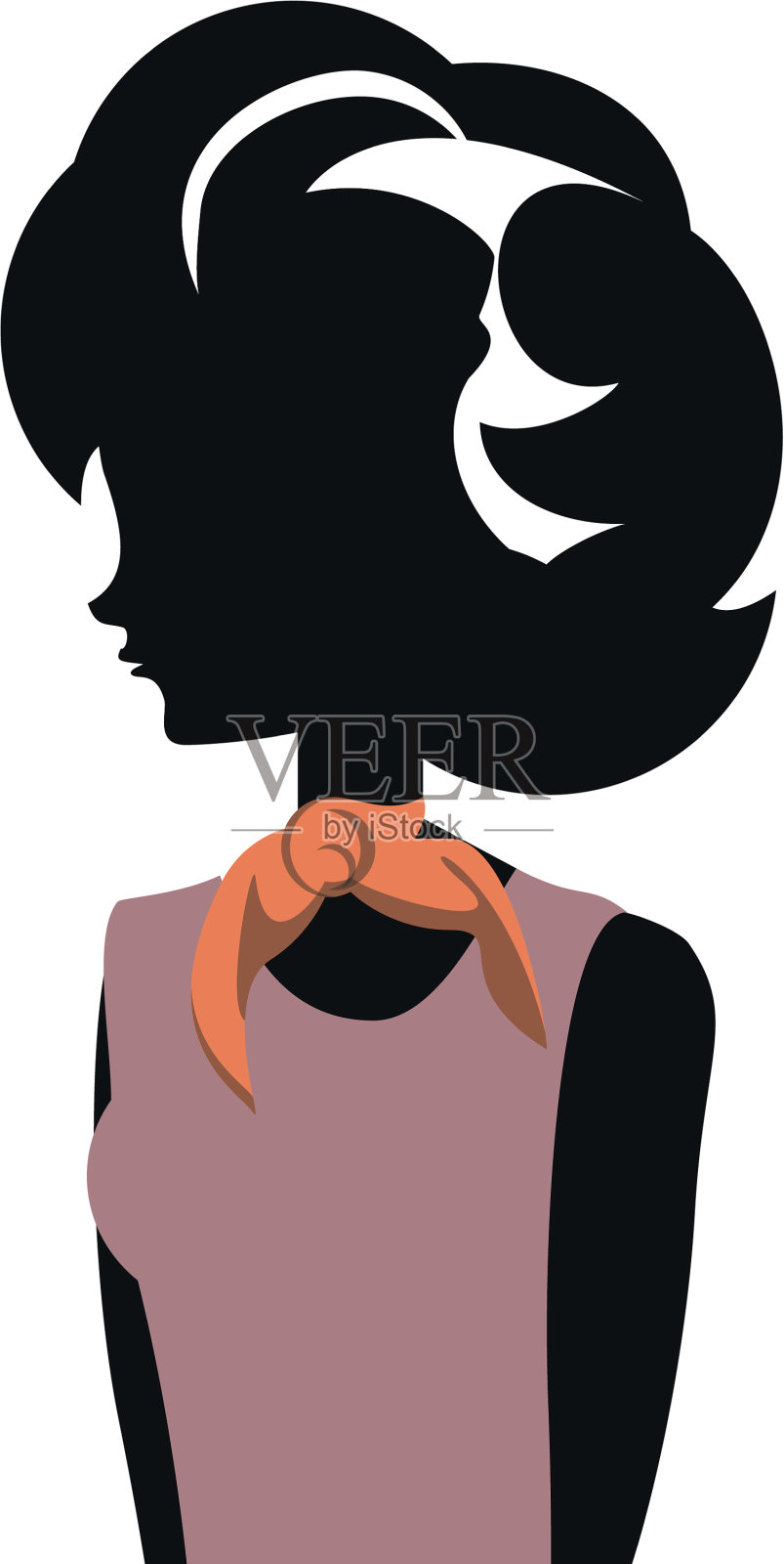 女性剪影复古风格设计元素图片