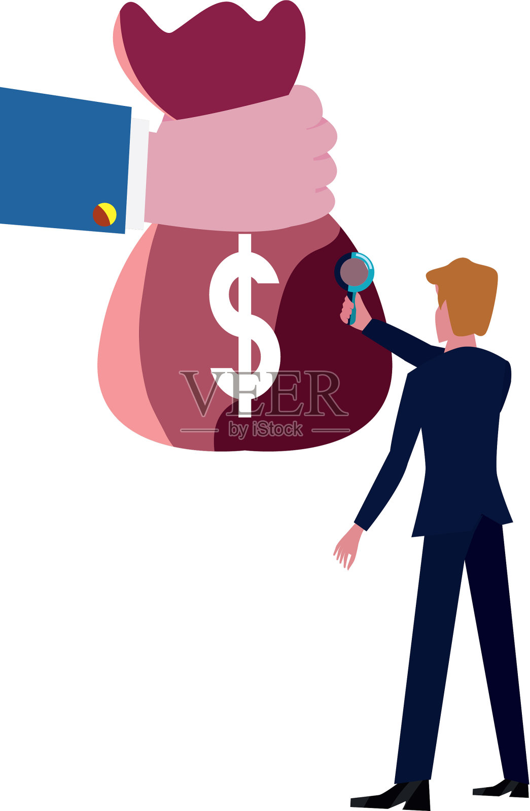 商人用放大镜设计元素图片