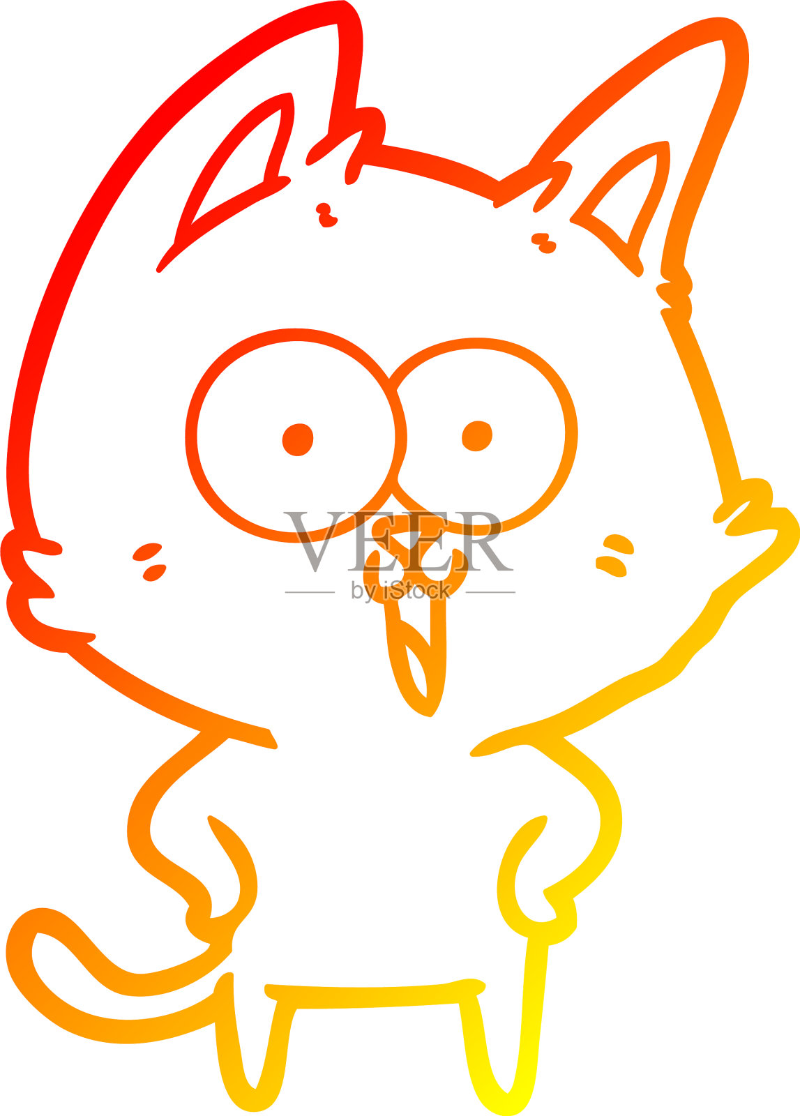 温暖的梯度线绘制有趣的卡通猫设计元素图片