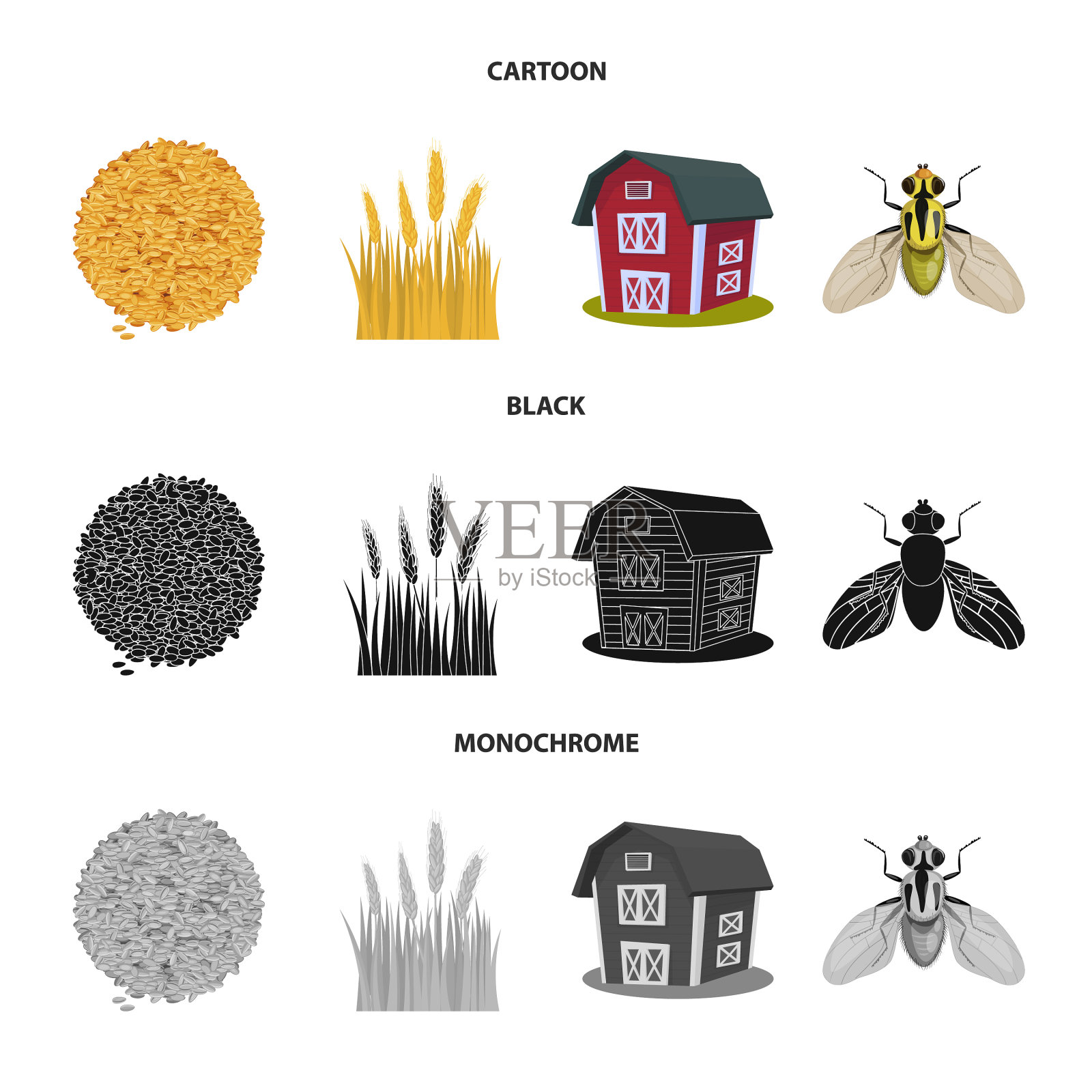 孤立的农业对象和农作标志插画图片素材