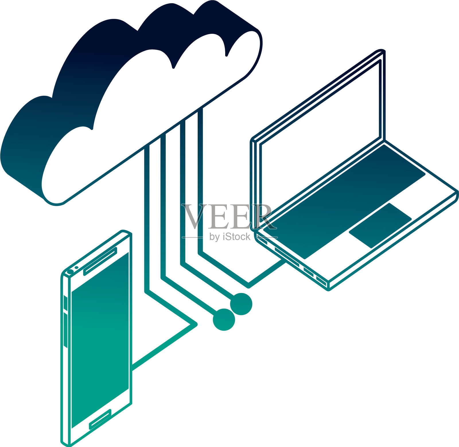 智能手机和计算机的云计算设计元素图片