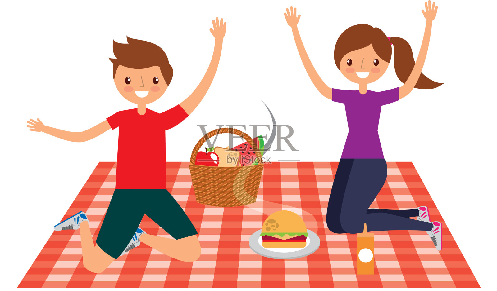 夫妇在野餐日的场景设计元素图片