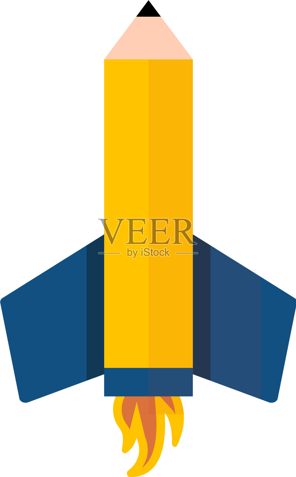 铅笔火箭图标设计元素图片